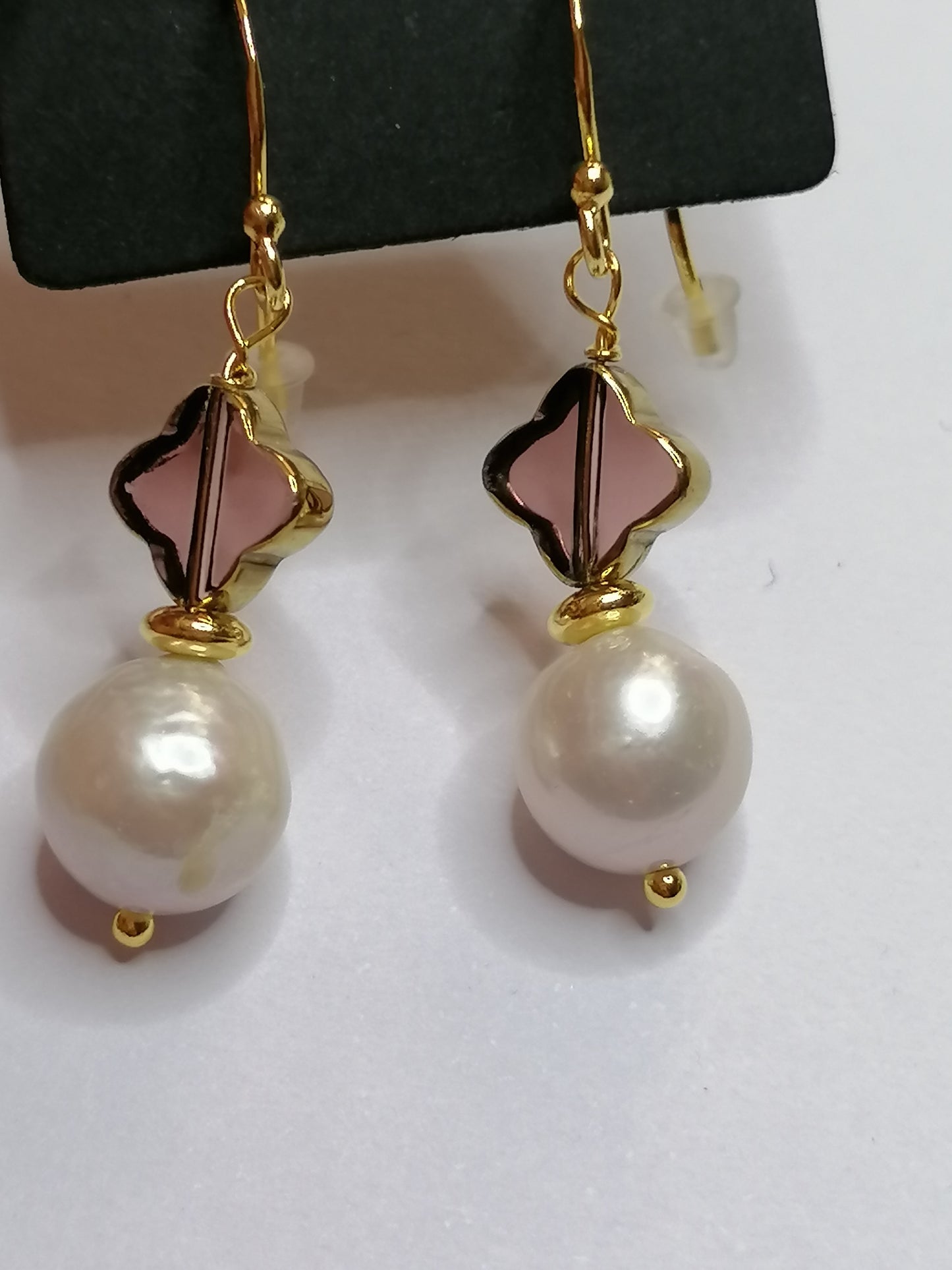 24ct Gold Vermeil 925 Sterling silver Cultured Freshwater Kasumi Pearl Earrings 819