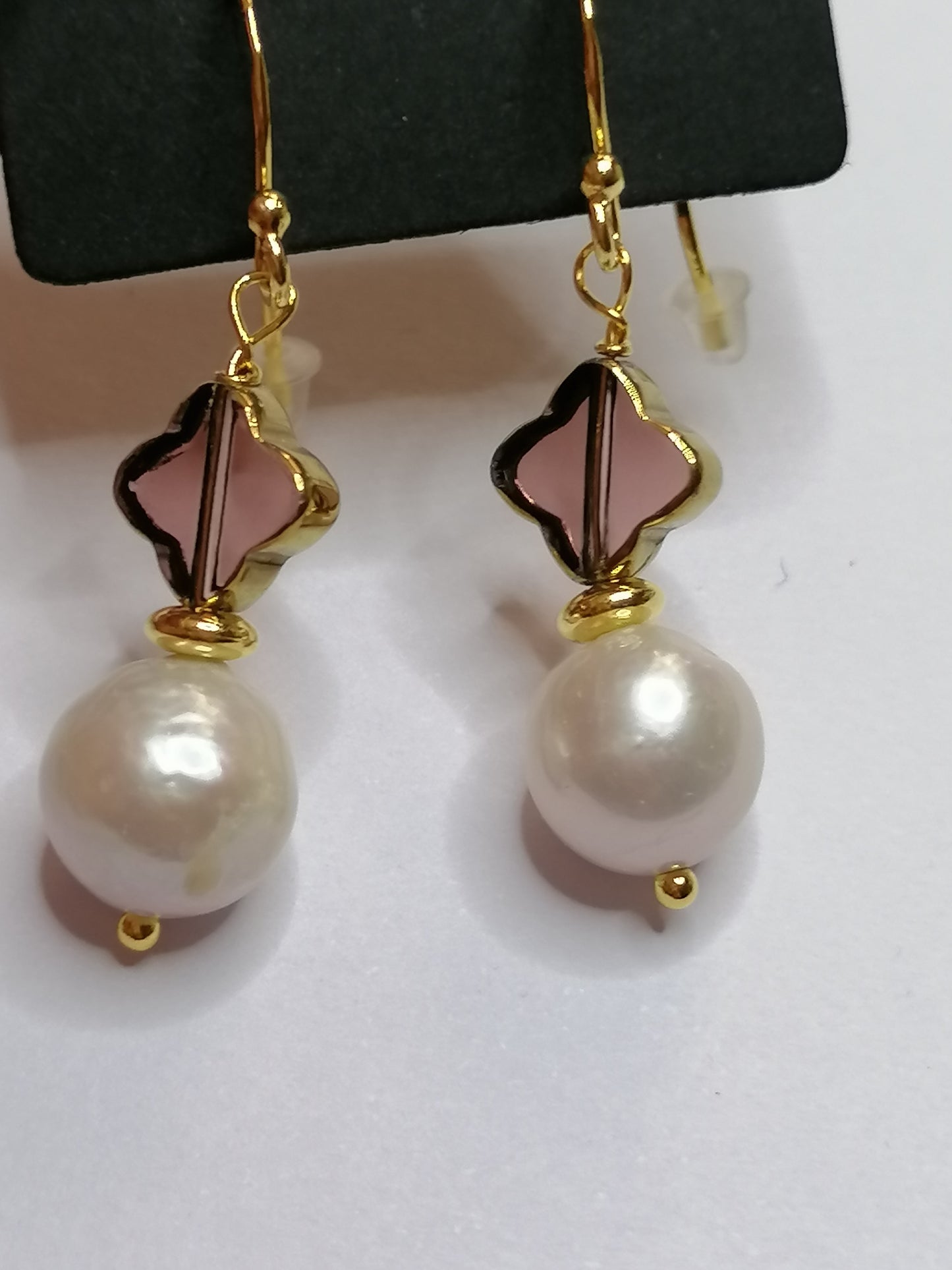 24ct Gold Vermeil 925 Sterling silver Cultured Freshwater Kasumi Pearl Earrings 819