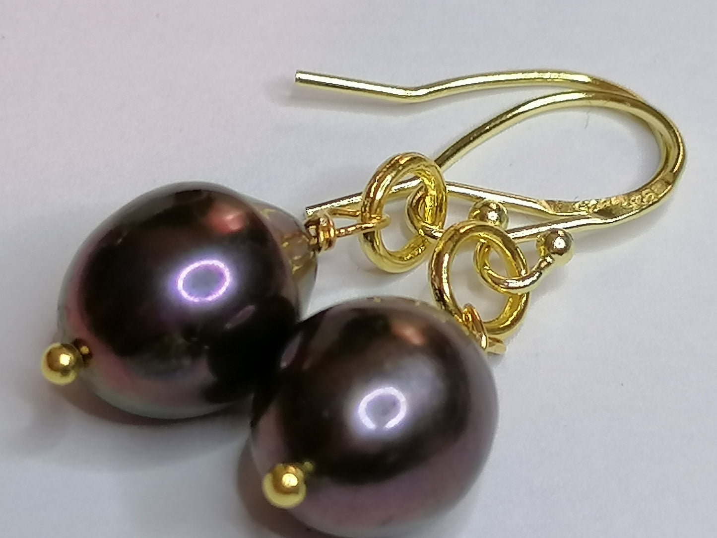 24ct Gold vermeil 925 Sterling Silver Cultured Freshwater Baroque Pearl Earrings 882