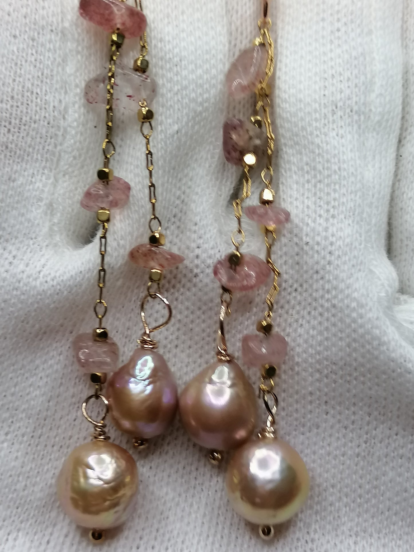 24ct Rose Gold Vermeil 925 Sterling silver Cultured Freshwater Kasumi Pearl Drop Earrings 769