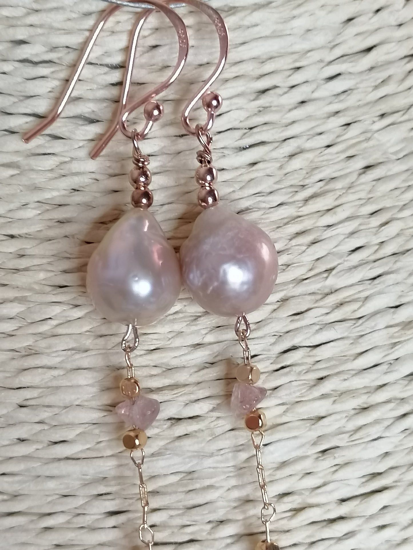 24ct Rose Gold Vermeil 925 Sterling silver Cultured Freshwater Kasumi Pearl Drop Earrings 962