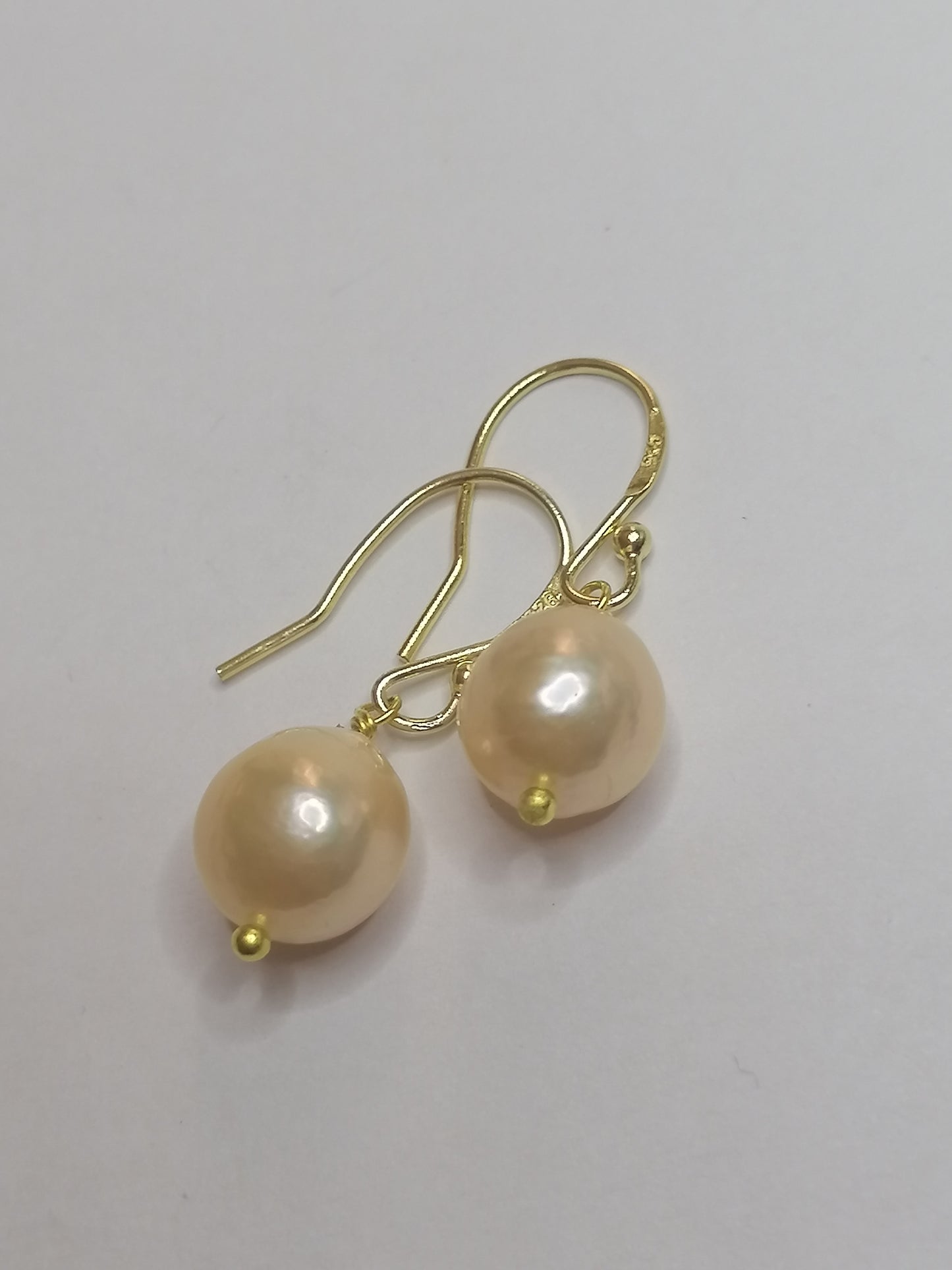 24ct Gold Vermeil 925 Sterling silver Cultured Freshwater Kasumi Pearl Earrings 464