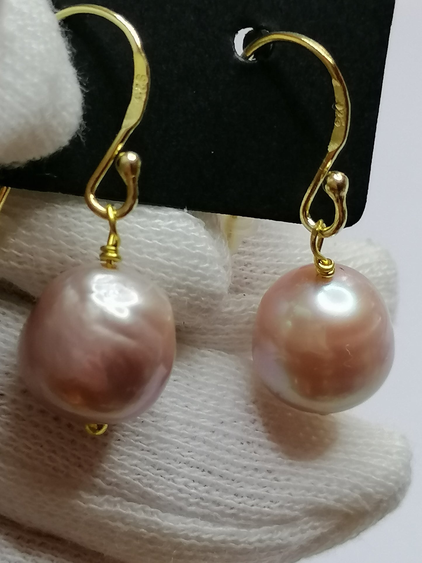 24ct Gold Vermeil 925 Sterling silver Cultured Freshwater Kasumi Pearl Earrings 487