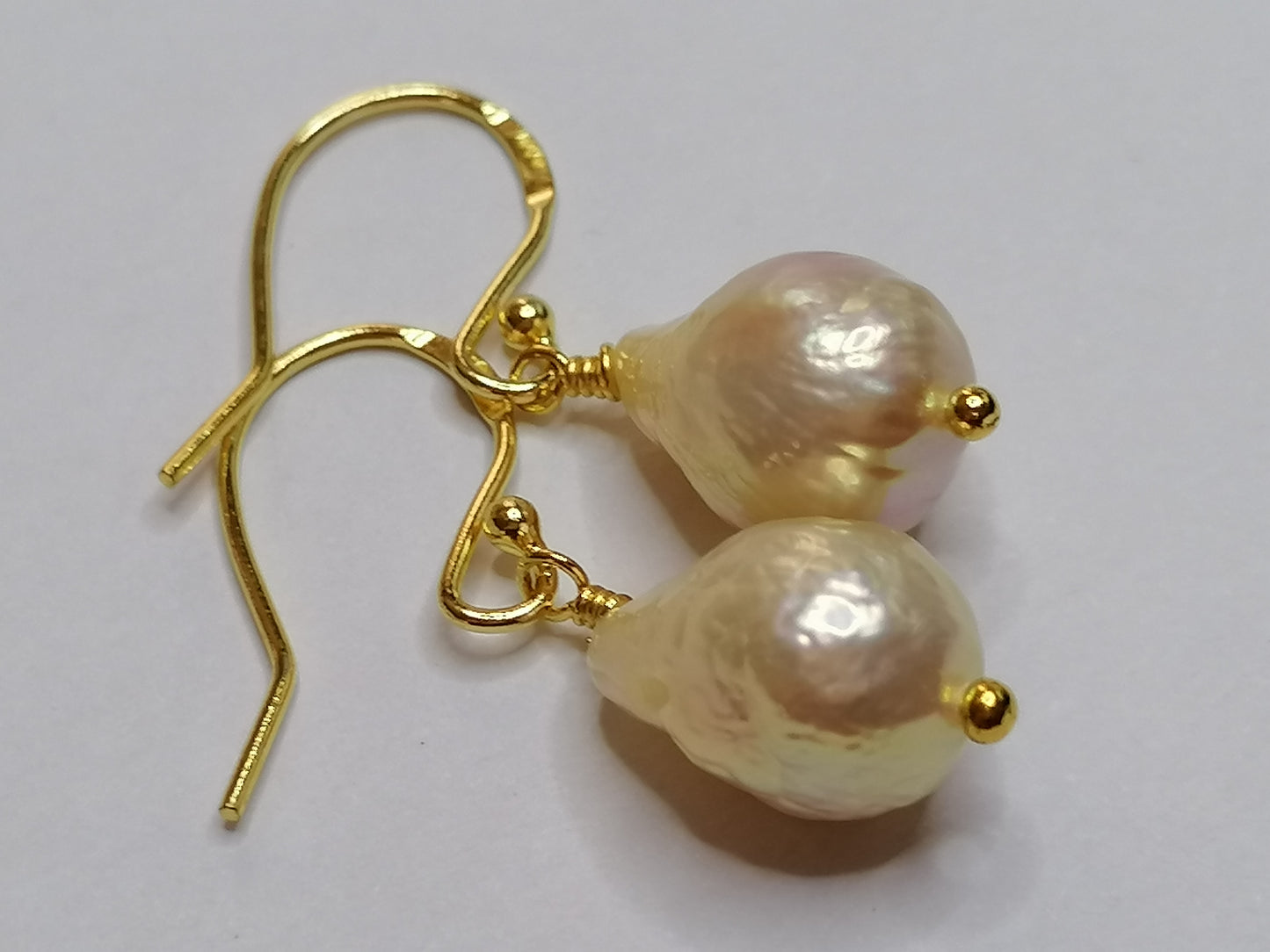 24ct Gold Vermeil 925 Sterling silver Cultured Freshwater Kasumi Pearl Earrings 902