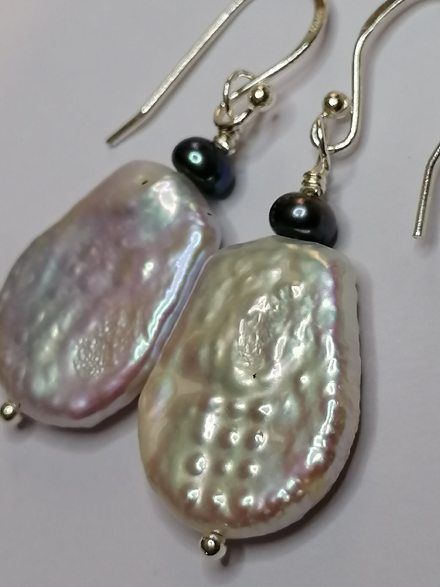 925 Sterling Silver Cultured Baroque Coin Pearl Earrings 669