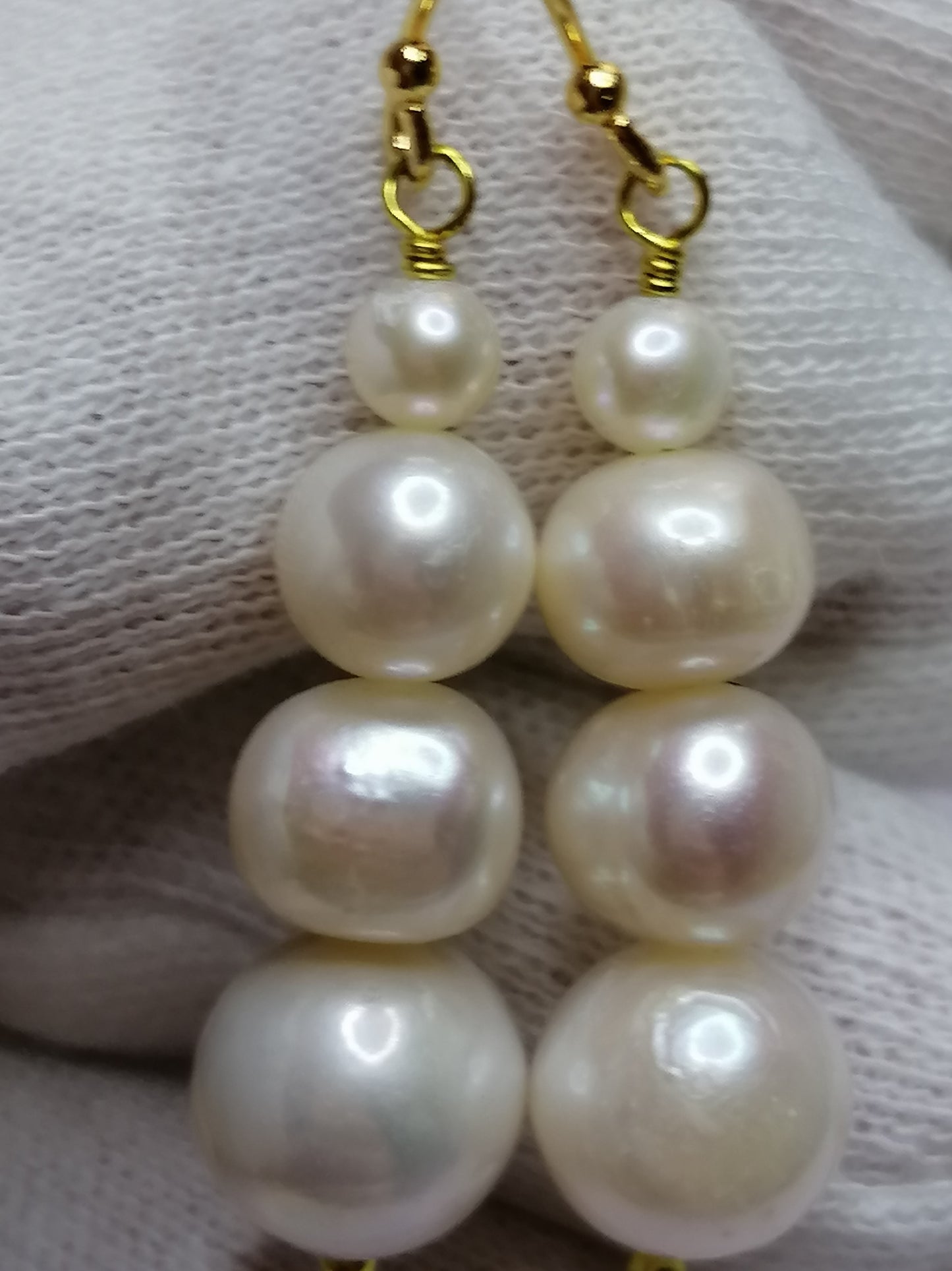 24ct Gold Vermeil 925 Sterling silver Cultured Freshwater Pearl Earrings Graduated 498