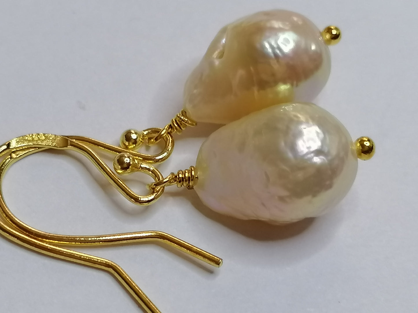 24ct Gold Vermeil 925 Sterling silver Cultured Freshwater Kasumi Pearl Earrings 902