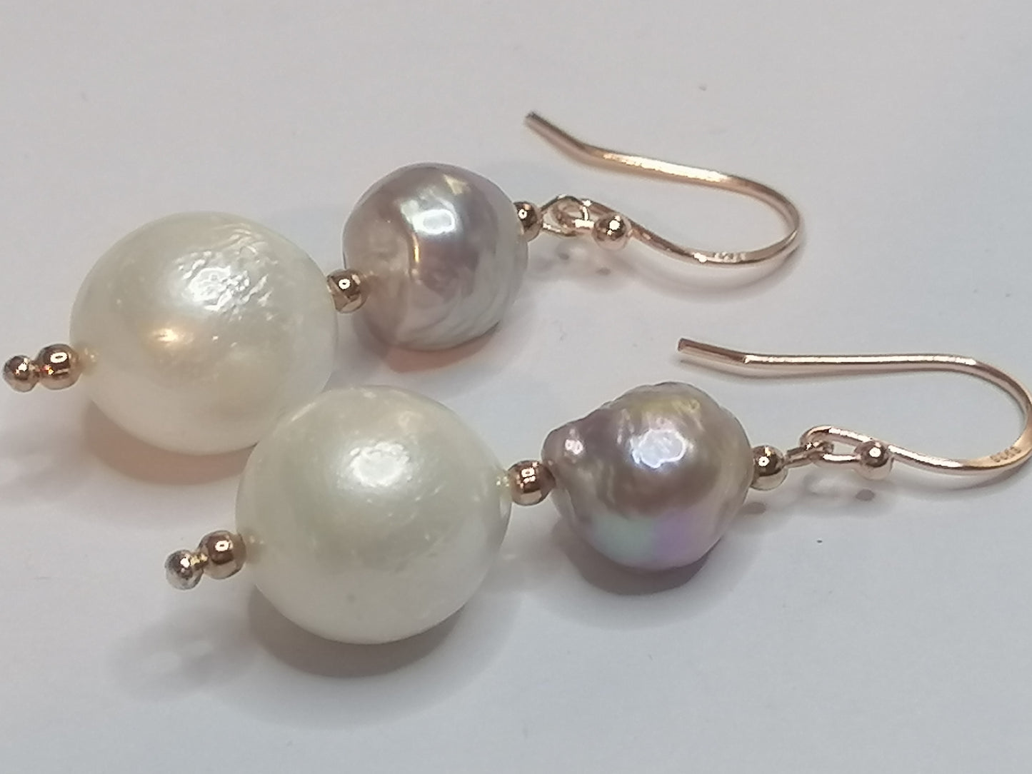 24ct Rose Gold Vermeil 925 Sterling silver Cultured Freshwater Kasumi Pearl Earrings 950