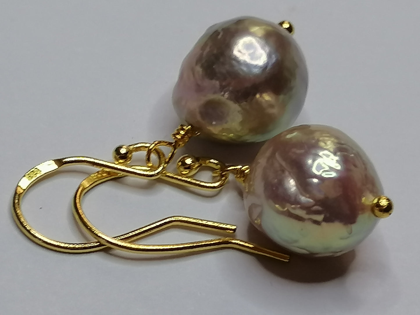 24ct Gold Vermeil 925 Sterling silver Cultured Freshwater Kasumi Pearl Earrings 893