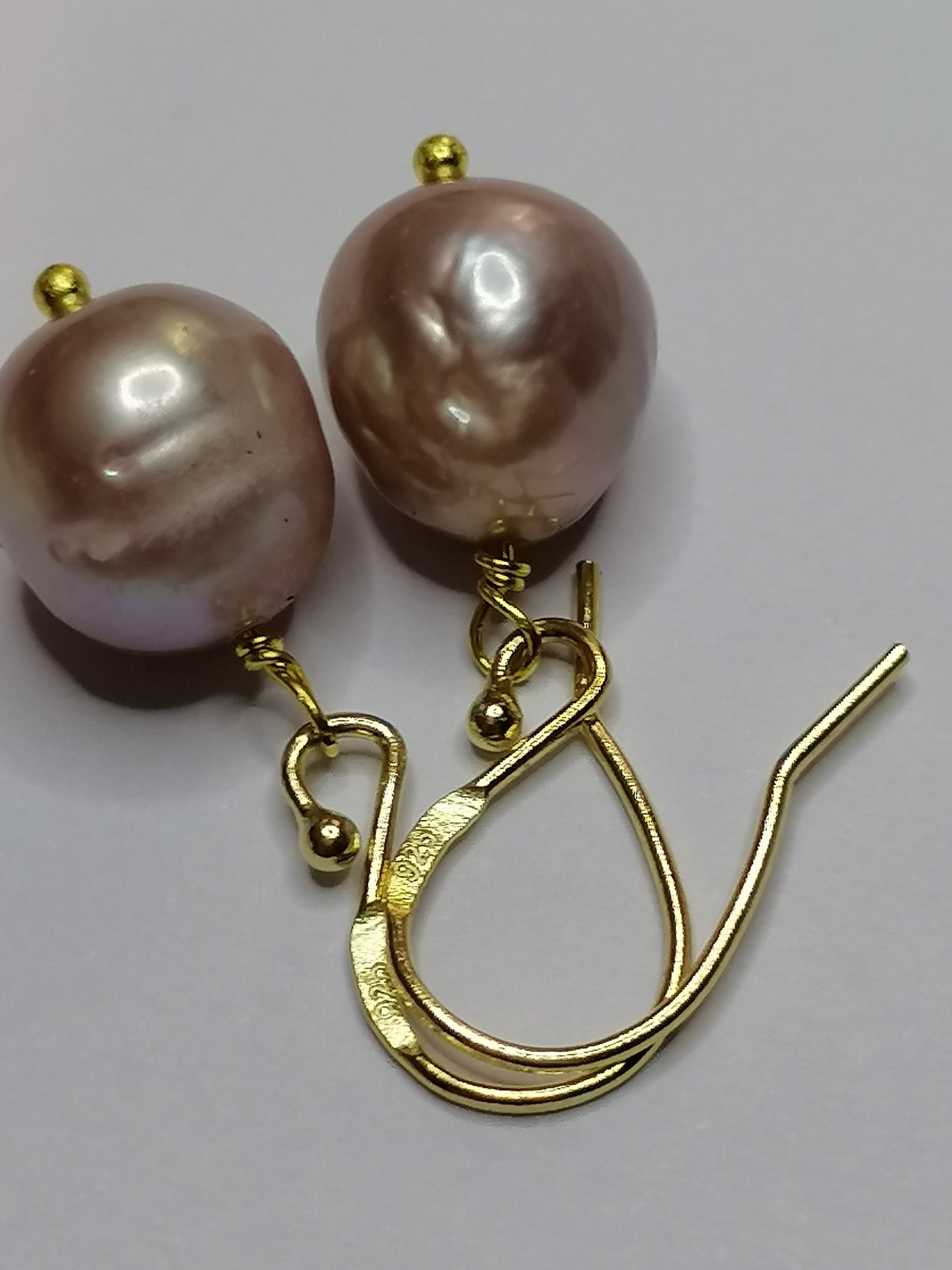 24ct Gold Vermeil 925 Sterling silver Cultured Freshwater Kasumi Pearl Earrings 487