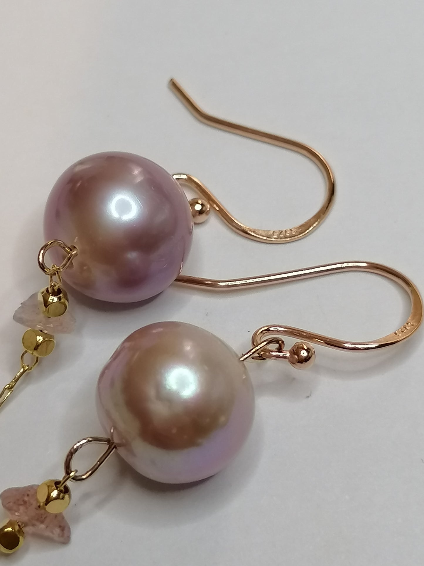 24ct Rose Gold Vermeil 925 Sterling silver Cultured Freshwater Edison Pearl Drop Earrings 951