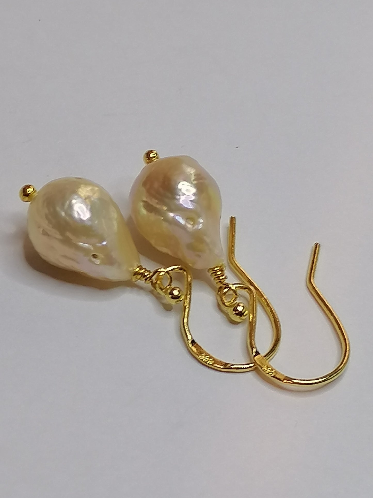 24ct Gold Vermeil 925 Sterling silver Cultured Freshwater Kasumi Pearl Earrings 902