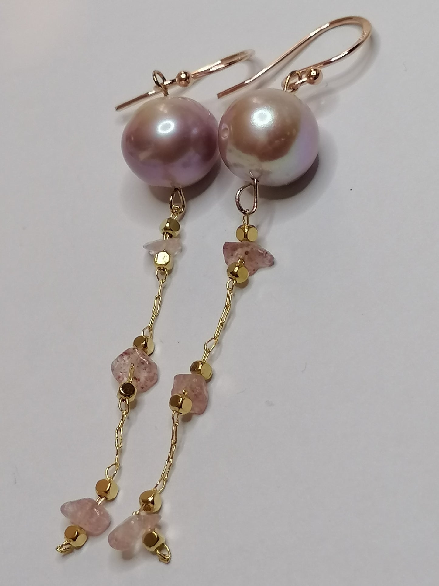 24ct Rose Gold Vermeil 925 Sterling silver Cultured Freshwater Edison Pearl Drop Earrings 951