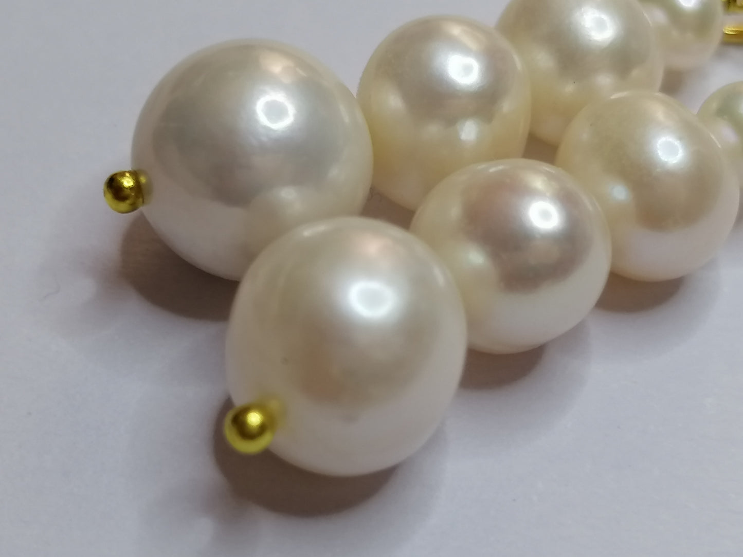 24ct Gold Vermeil 925 Sterling silver Cultured Freshwater Pearl Earrings Graduated 498