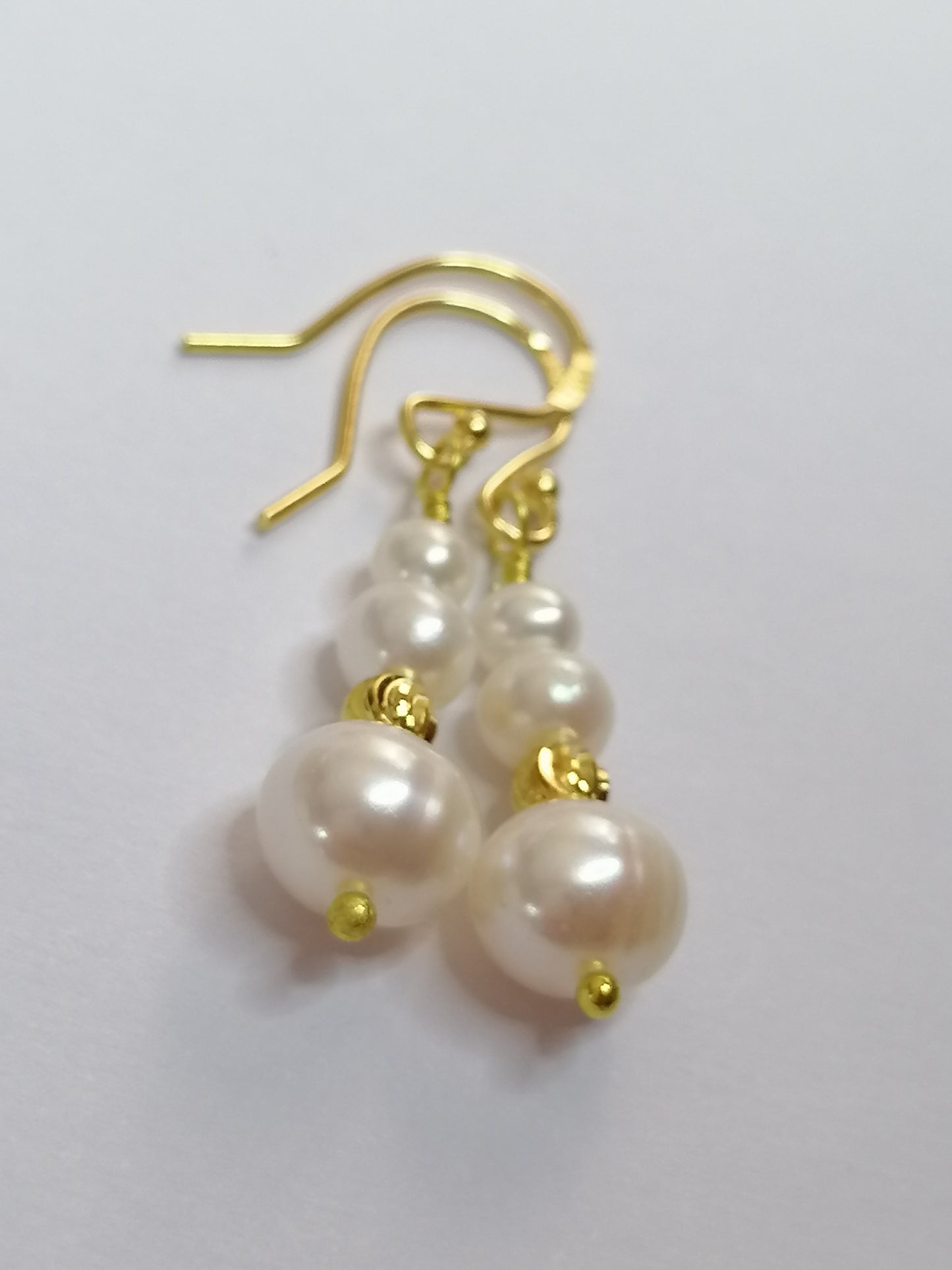 24ct Gold Vermeil 925 Sterling silver Cultured Freshwater Pearl Earrings Graduated 527