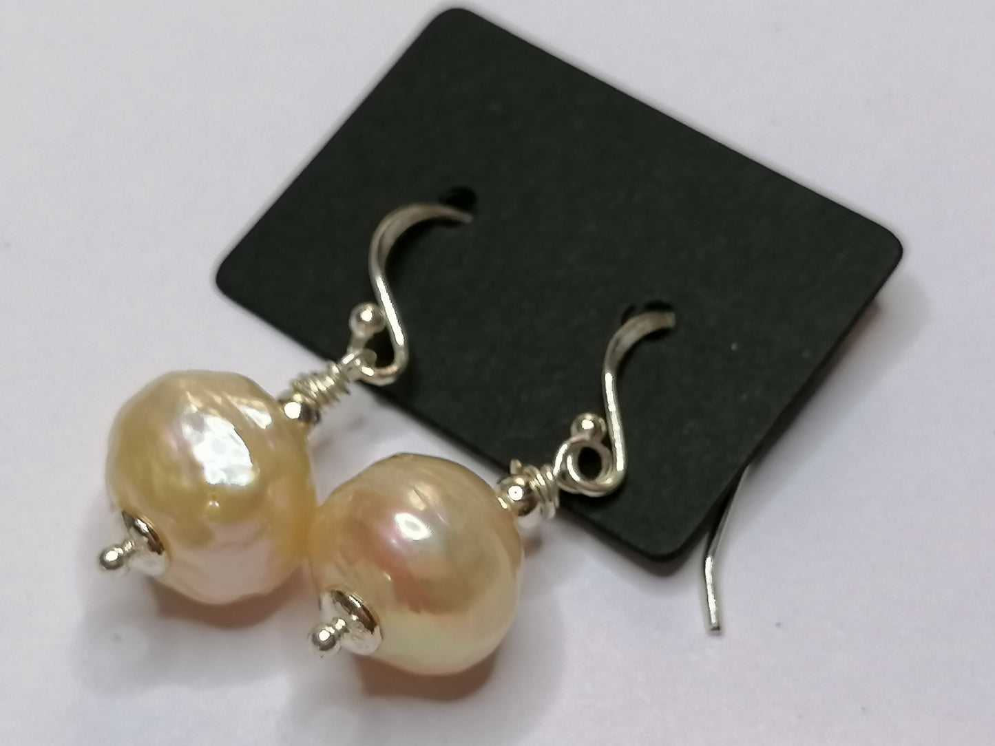 925 Sterling Silver Cultured Freshwater Kasumi Pearl Drop Earrings 942