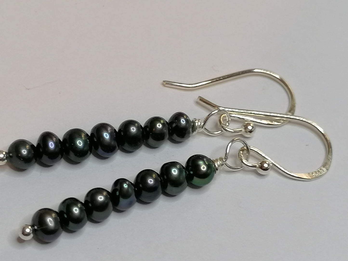 925 Sterling Silver Cultured Black Freshwater Pearl Earrings 811