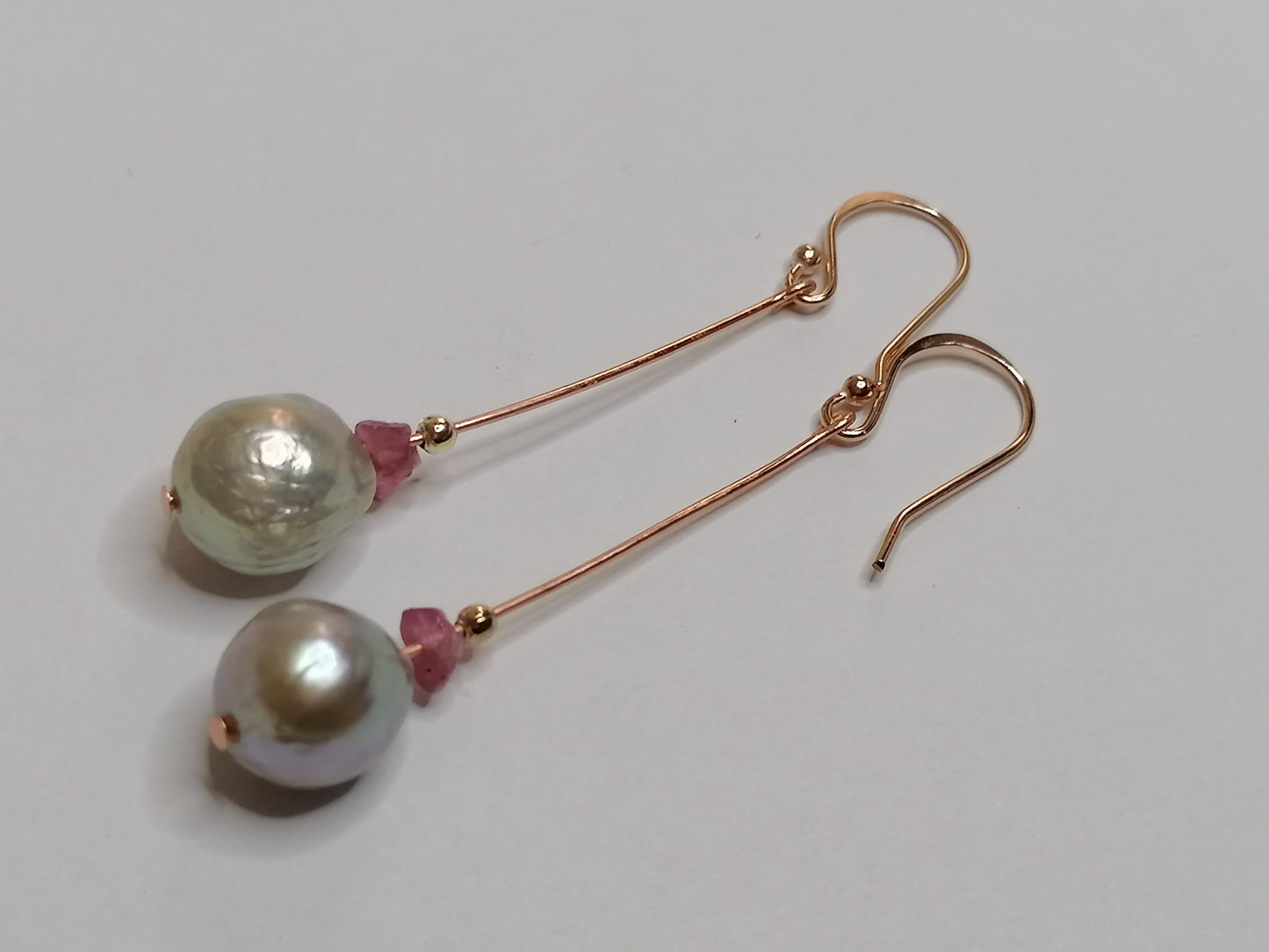 24ct Rose Gold Vermeil 925 Sterling silver Cultured Freshwater Ming Pearl Drop Earrings 905