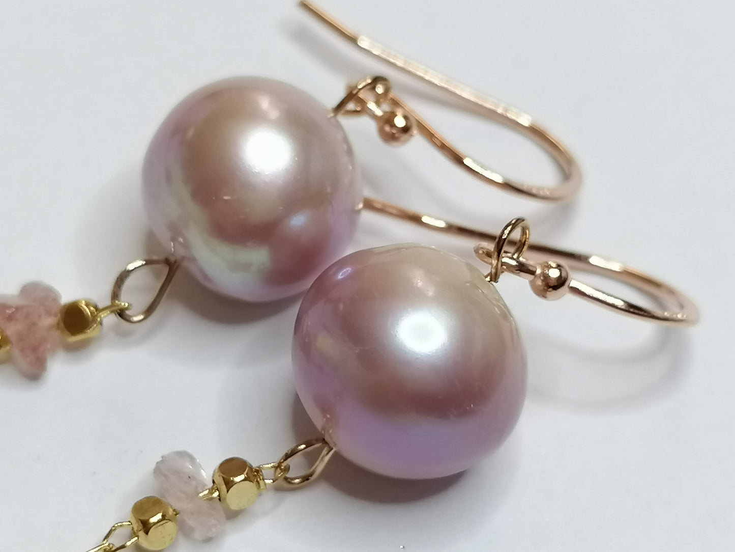 24ct Rose Gold Vermeil 925 Sterling silver Cultured Freshwater Edison Pearl Drop Earrings 951