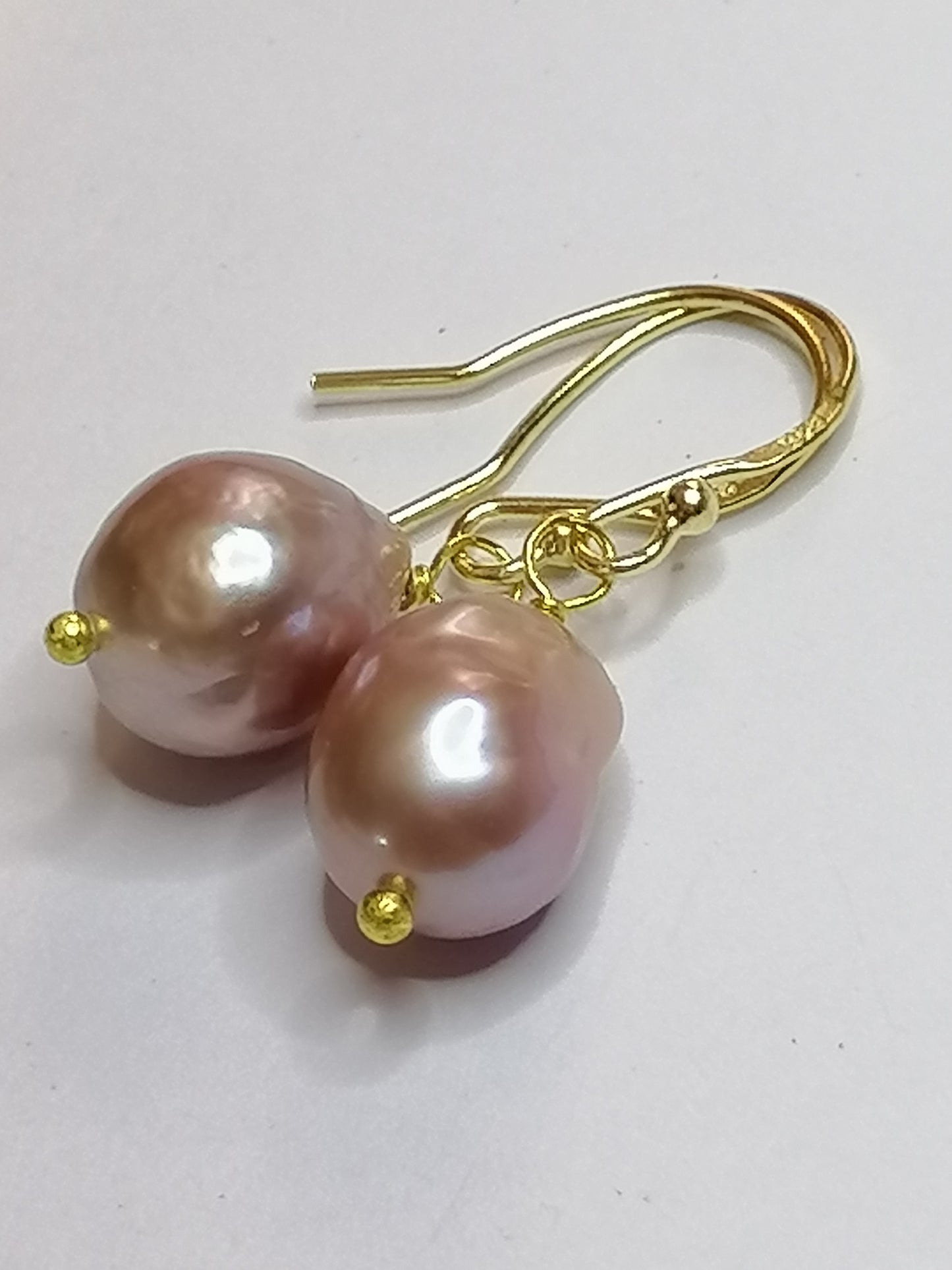 24ct Gold Vermeil 925 Sterling silver Cultured Freshwater Kasumi Pearl Earrings 503