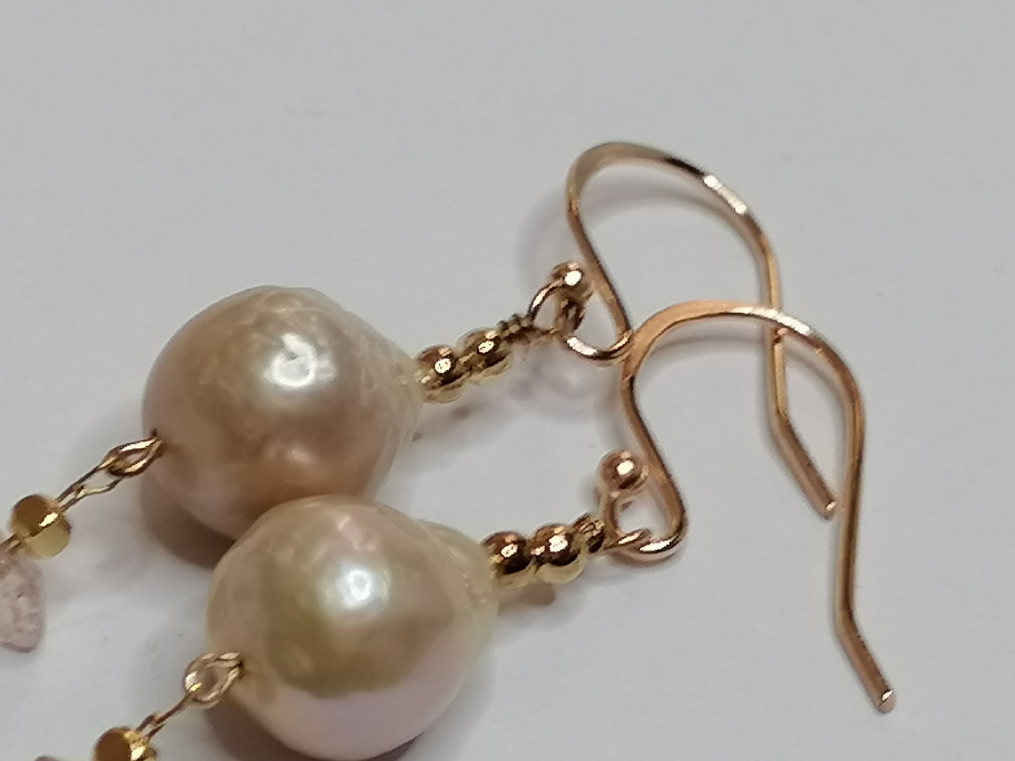 24ct Rose Gold Vermeil 925 Sterling silver Cultured Freshwater Kasumi Pearl Drop Earrings 962