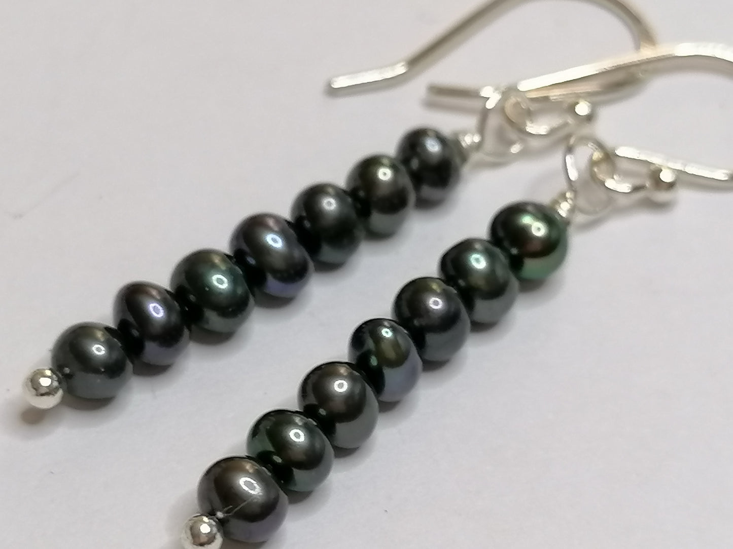 925 Sterling Silver Cultured Black Freshwater Pearl Earrings 811