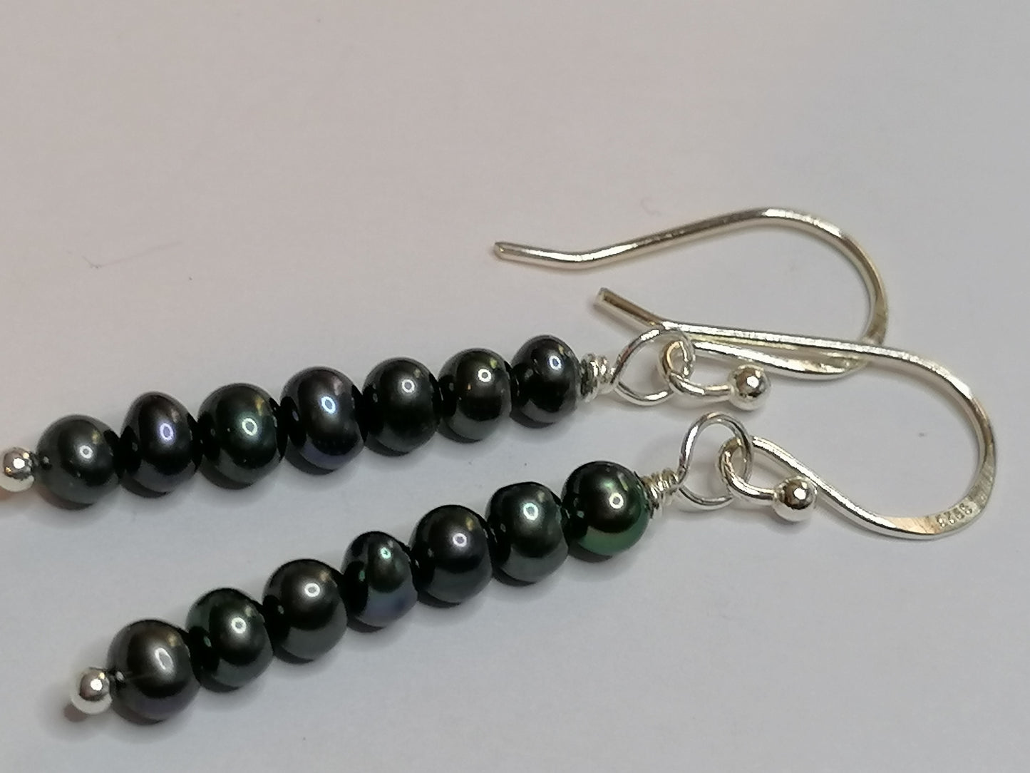 925 Sterling Silver Cultured Black Freshwater Pearl Earrings 811