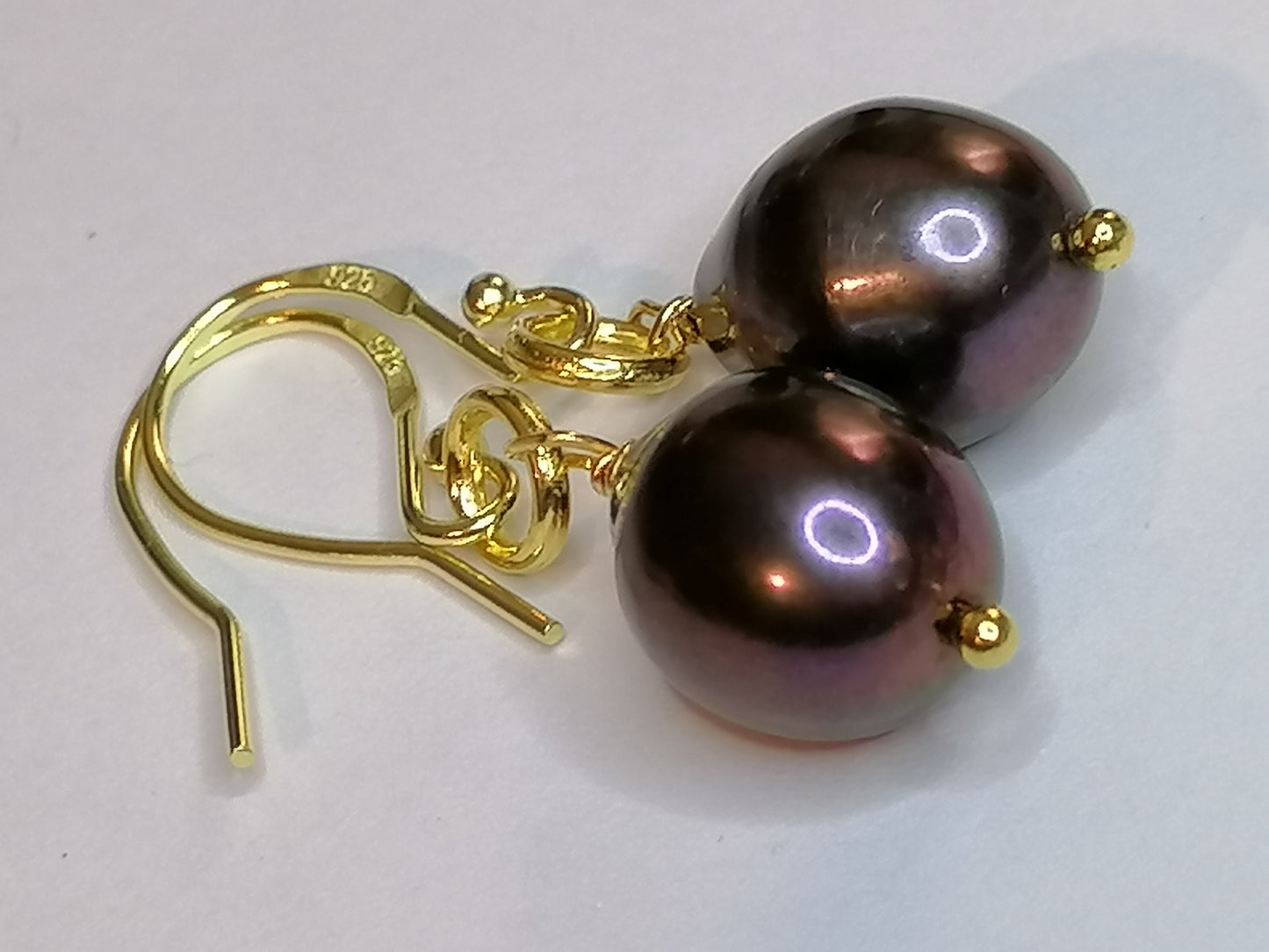 24ct Gold vermeil 925 Sterling Silver Cultured Freshwater Baroque Pearl Earrings 882