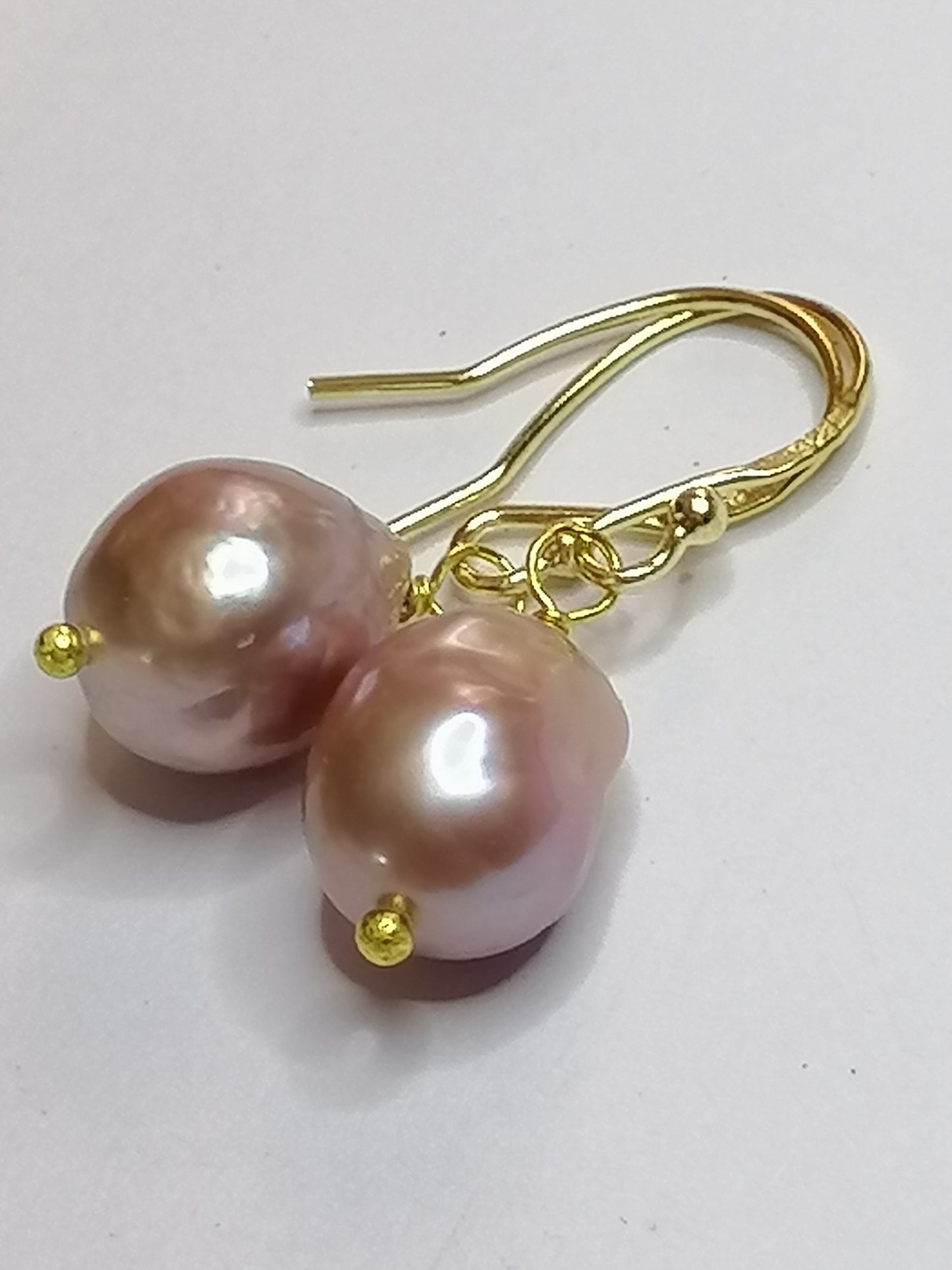 24ct Gold Vermeil 925 Sterling silver Cultured Freshwater Kasumi Pearl Earrings 503