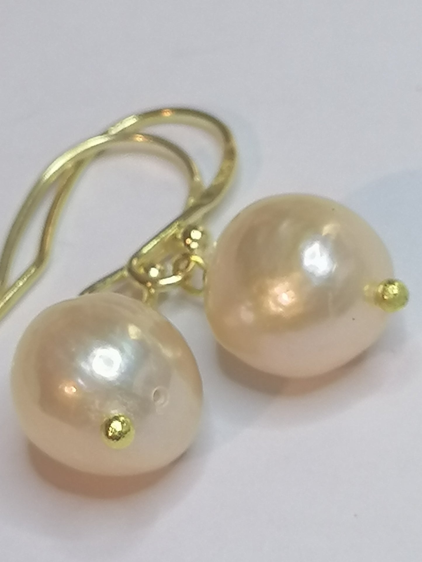 24ct Gold Vermeil 925 Sterling silver Cultured Freshwater Kasumi Pearl Earrings 464