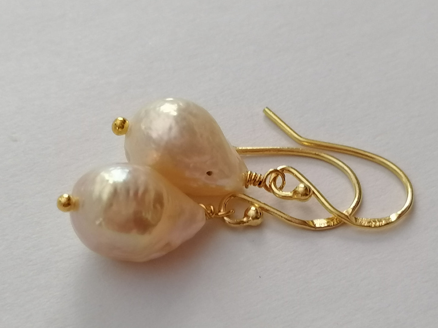 24ct Gold Vermeil 925 Sterling silver Cultured Freshwater Kasumi Pearl Earrings 902