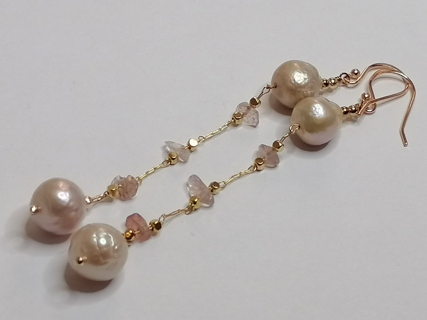 24ct Rose Gold Vermeil 925 Sterling silver Cultured Freshwater Kasumi Pearl Drop Earrings 962