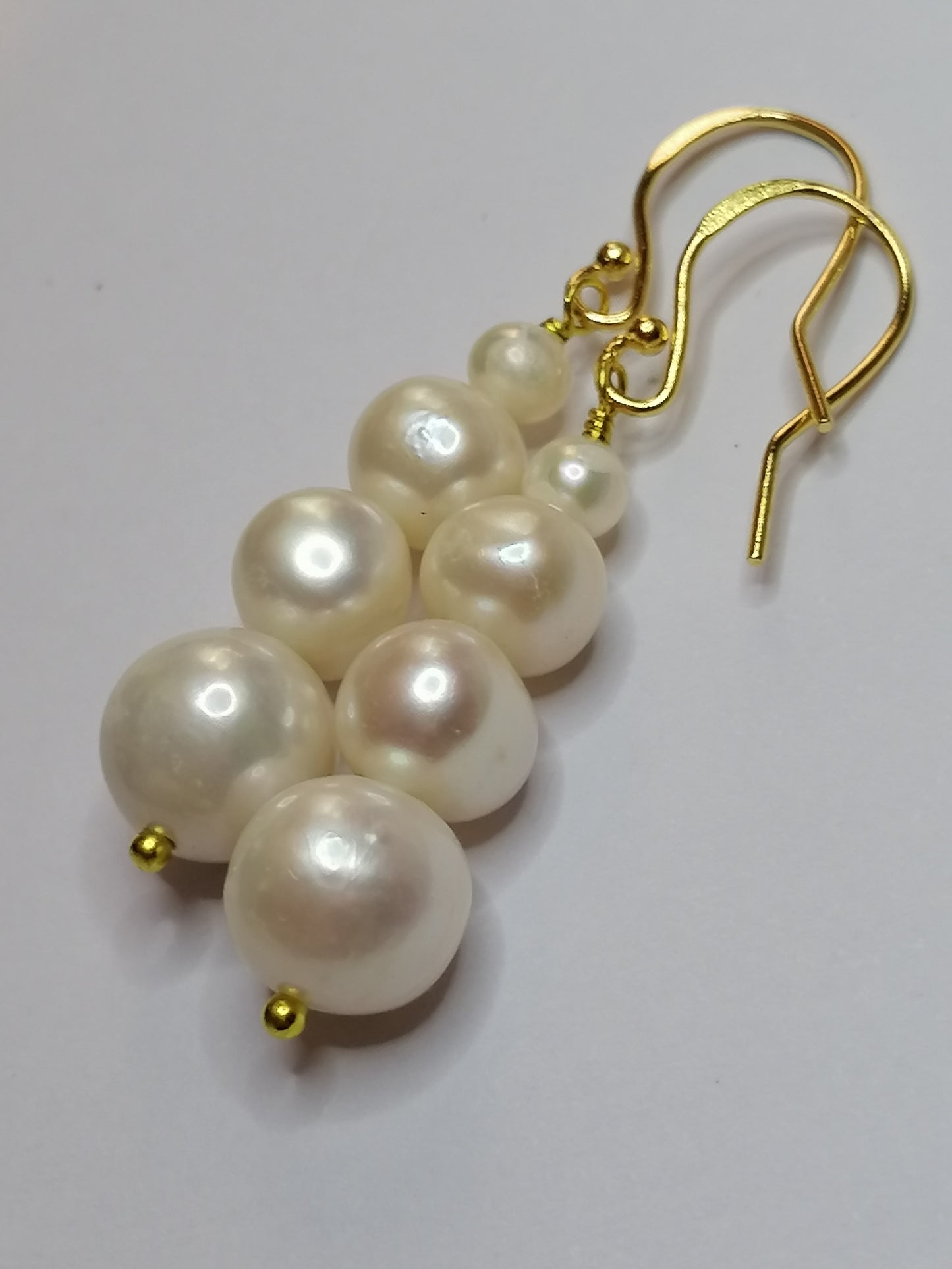 24ct Gold Vermeil 925 Sterling silver Cultured Freshwater Pearl Earrings Graduated 498