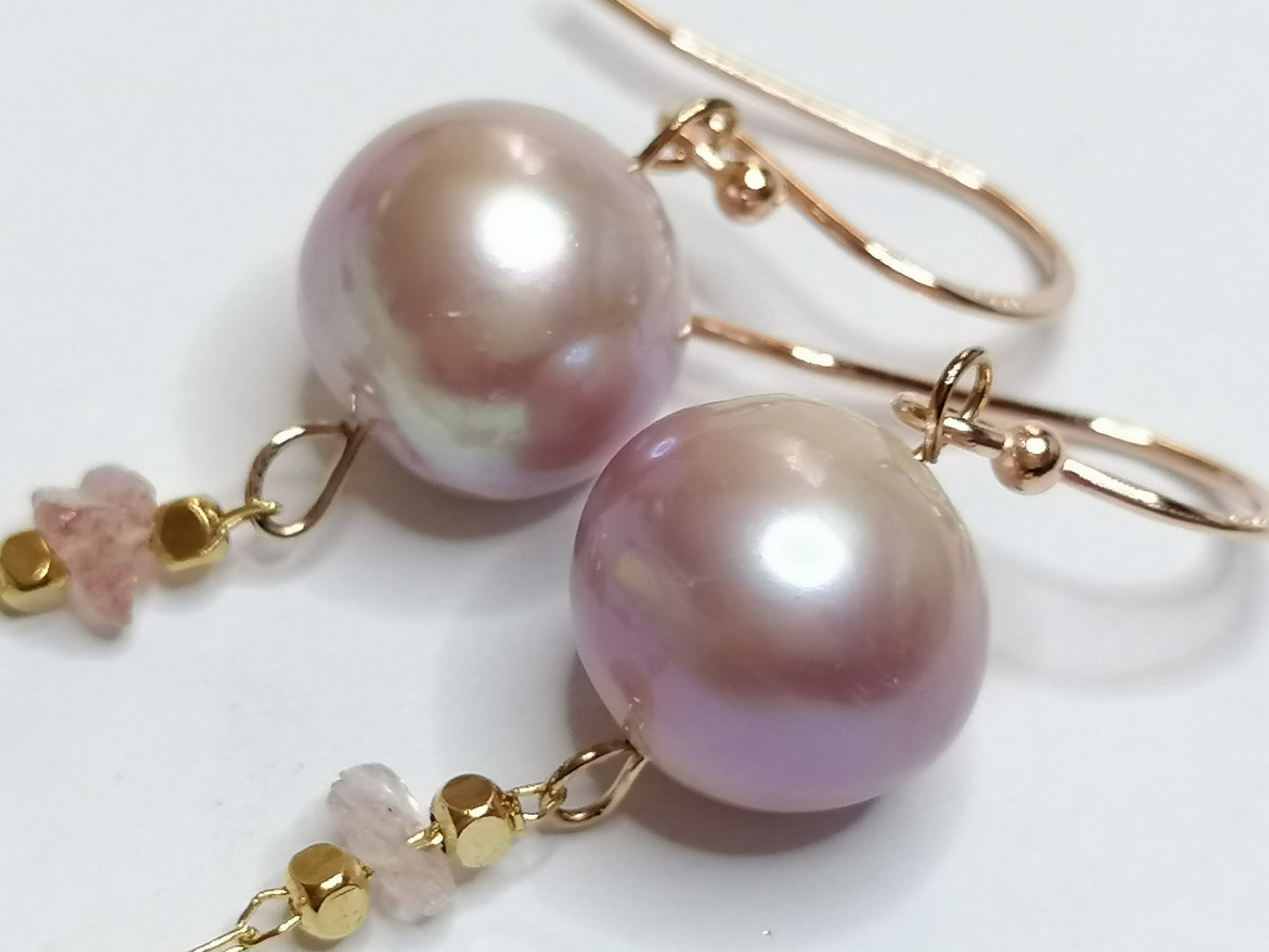 24ct Rose Gold Vermeil 925 Sterling silver Cultured Freshwater Edison Pearl Drop Earrings 951