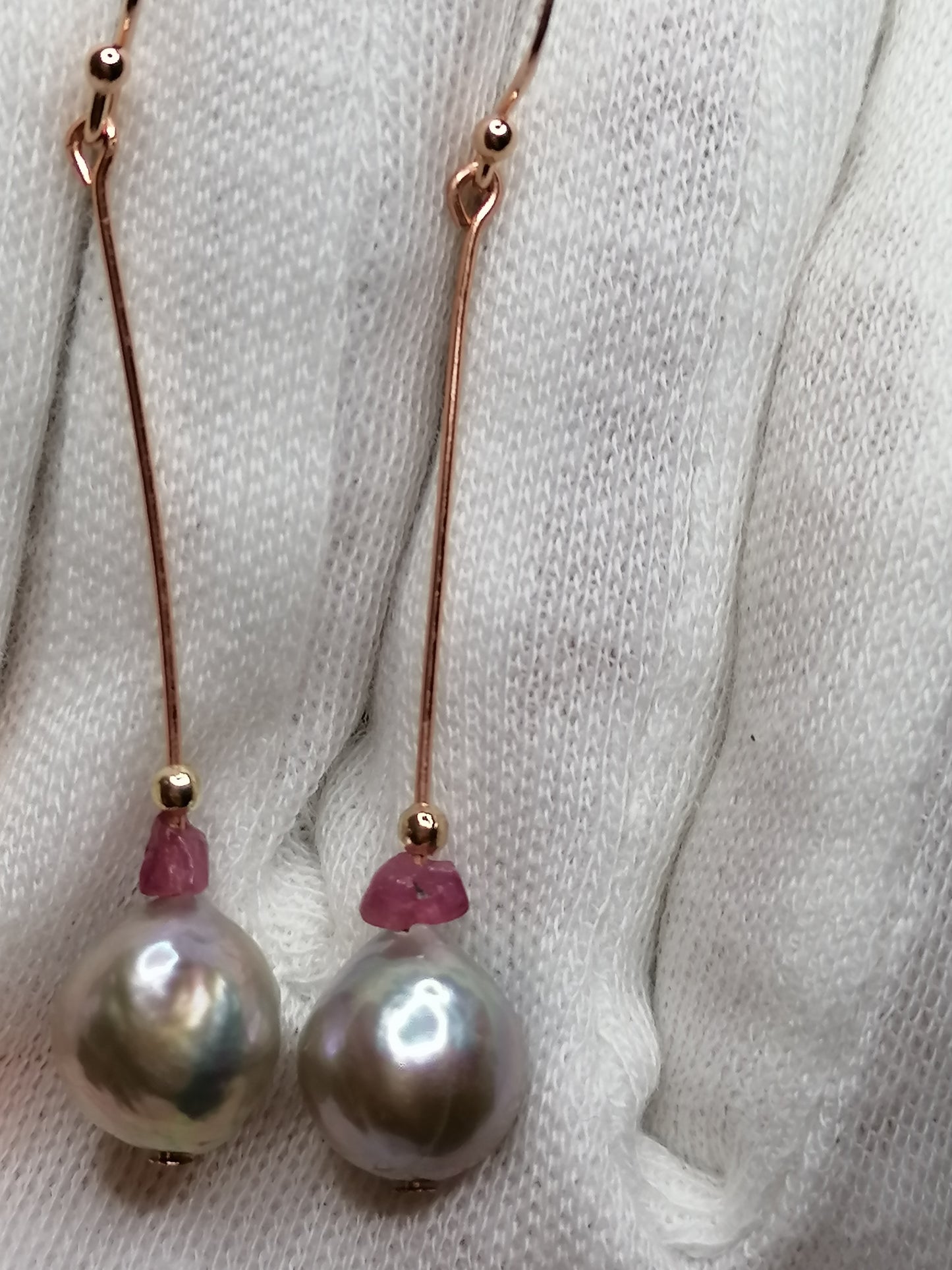 24ct Rose Gold Vermeil 925 Sterling silver Cultured Freshwater Ming Pearl Drop Earrings 905