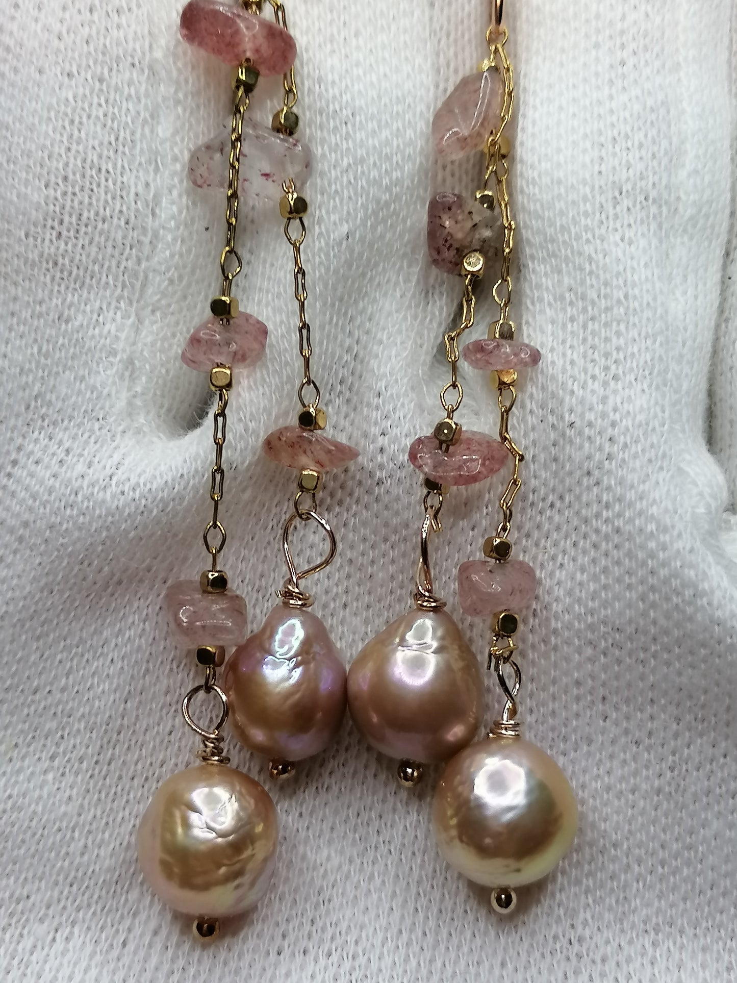 24ct Rose Gold Vermeil 925 Sterling silver Cultured Freshwater Kasumi Pearl Drop Earrings 769