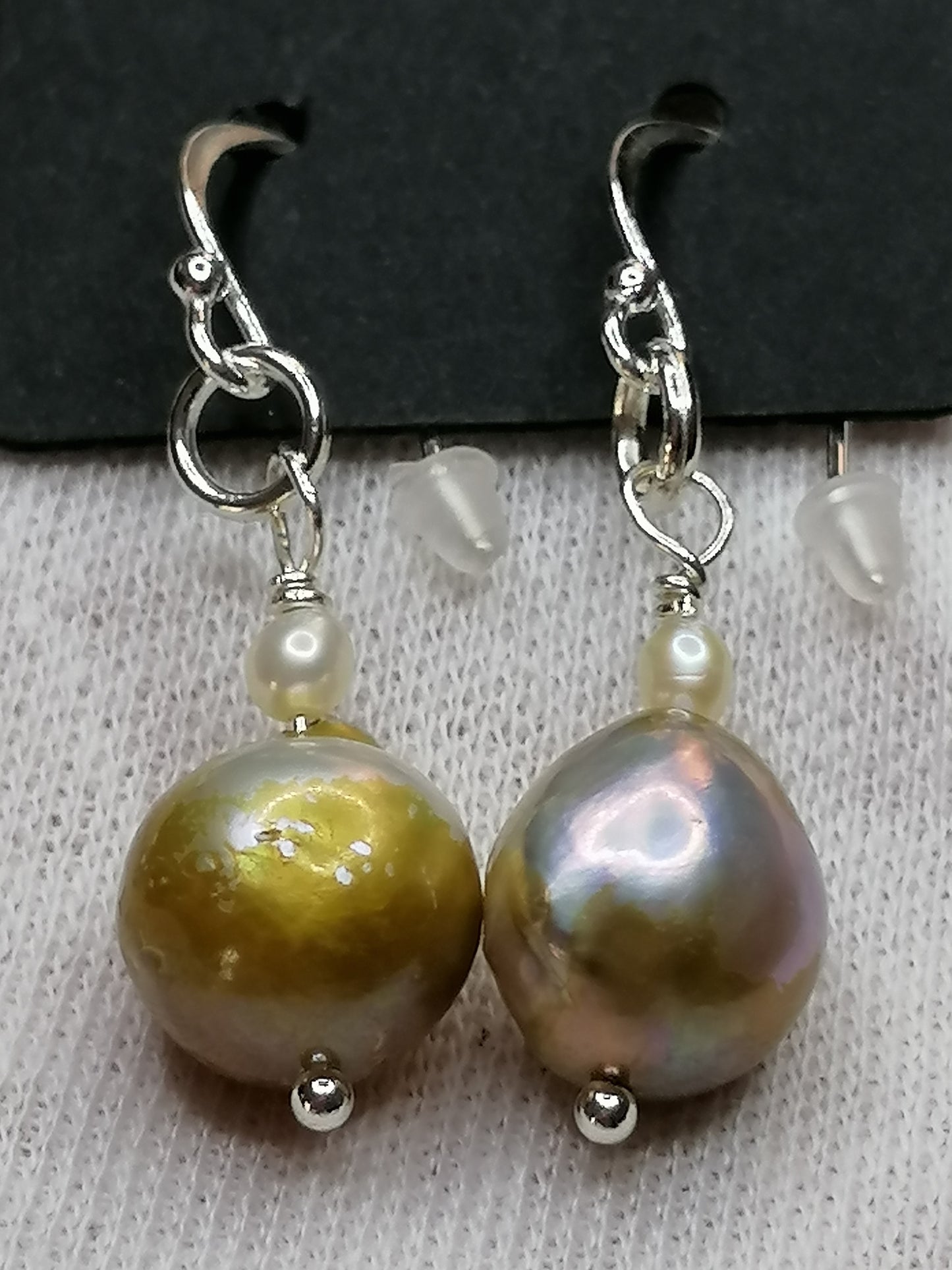 925 Sterling Silver Cultured Kasumi Pearl Drop Earrings Handmade 938