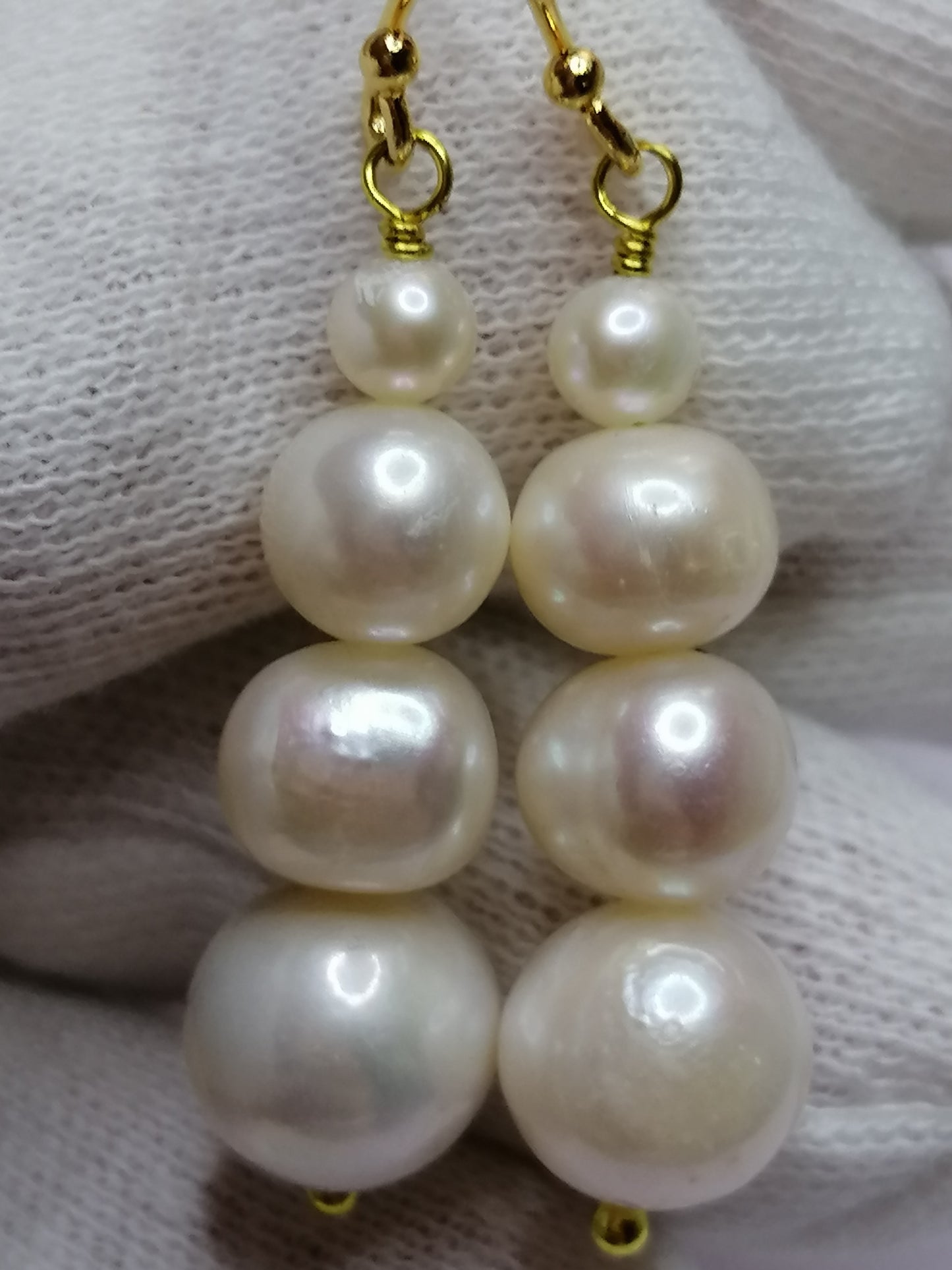 24ct Gold Vermeil 925 Sterling silver Cultured Freshwater Pearl Earrings Graduated 498