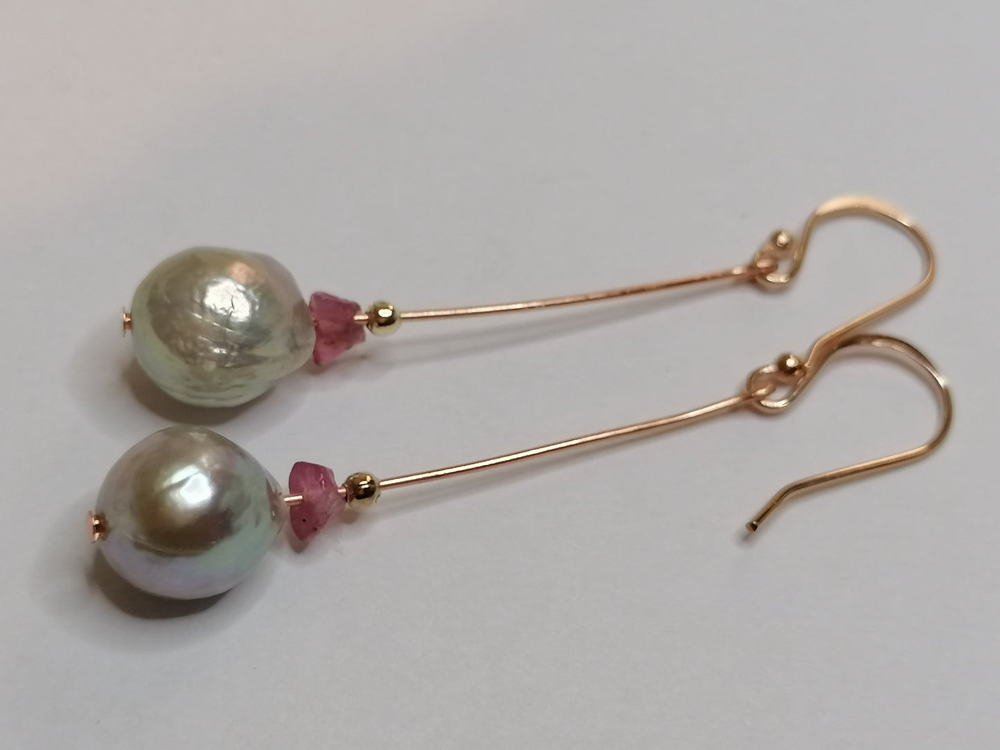 24ct Rose Gold Vermeil 925 Sterling silver Cultured Freshwater Ming Pearl Drop Earrings 905