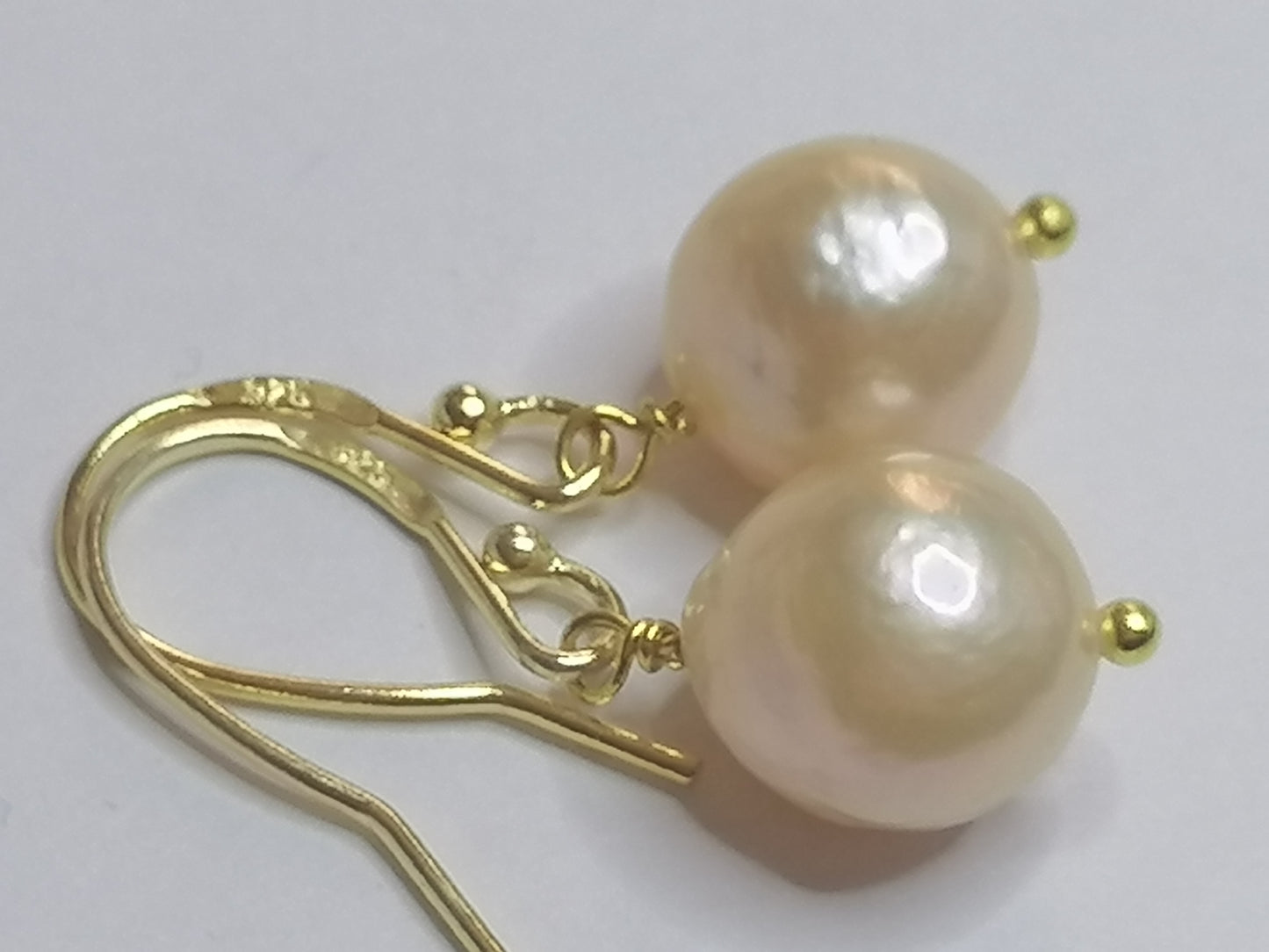 24ct Gold Vermeil 925 Sterling silver Cultured Freshwater Kasumi Pearl Earrings 464