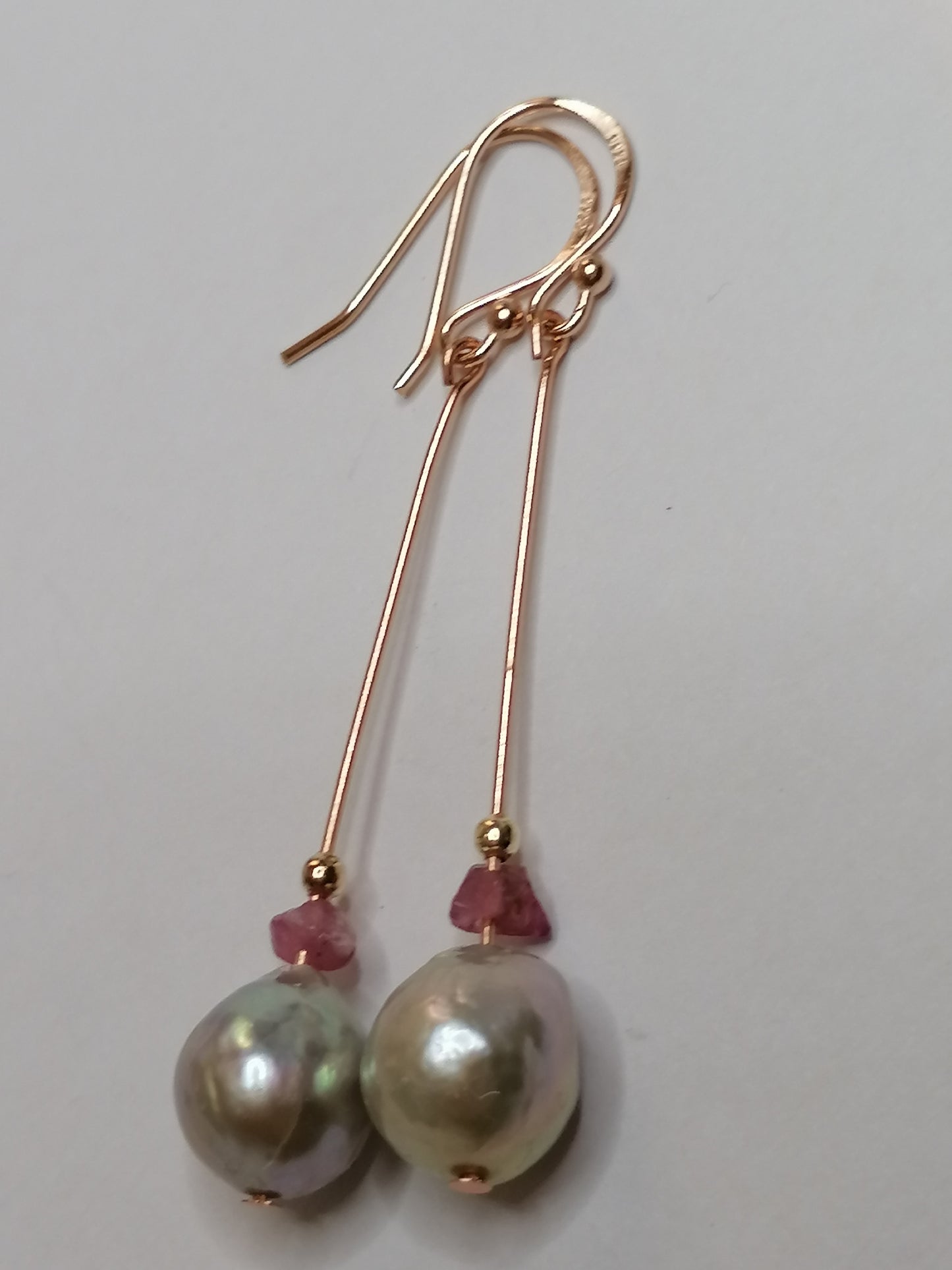 24ct Rose Gold Vermeil 925 Sterling silver Cultured Freshwater Ming Pearl Drop Earrings 905