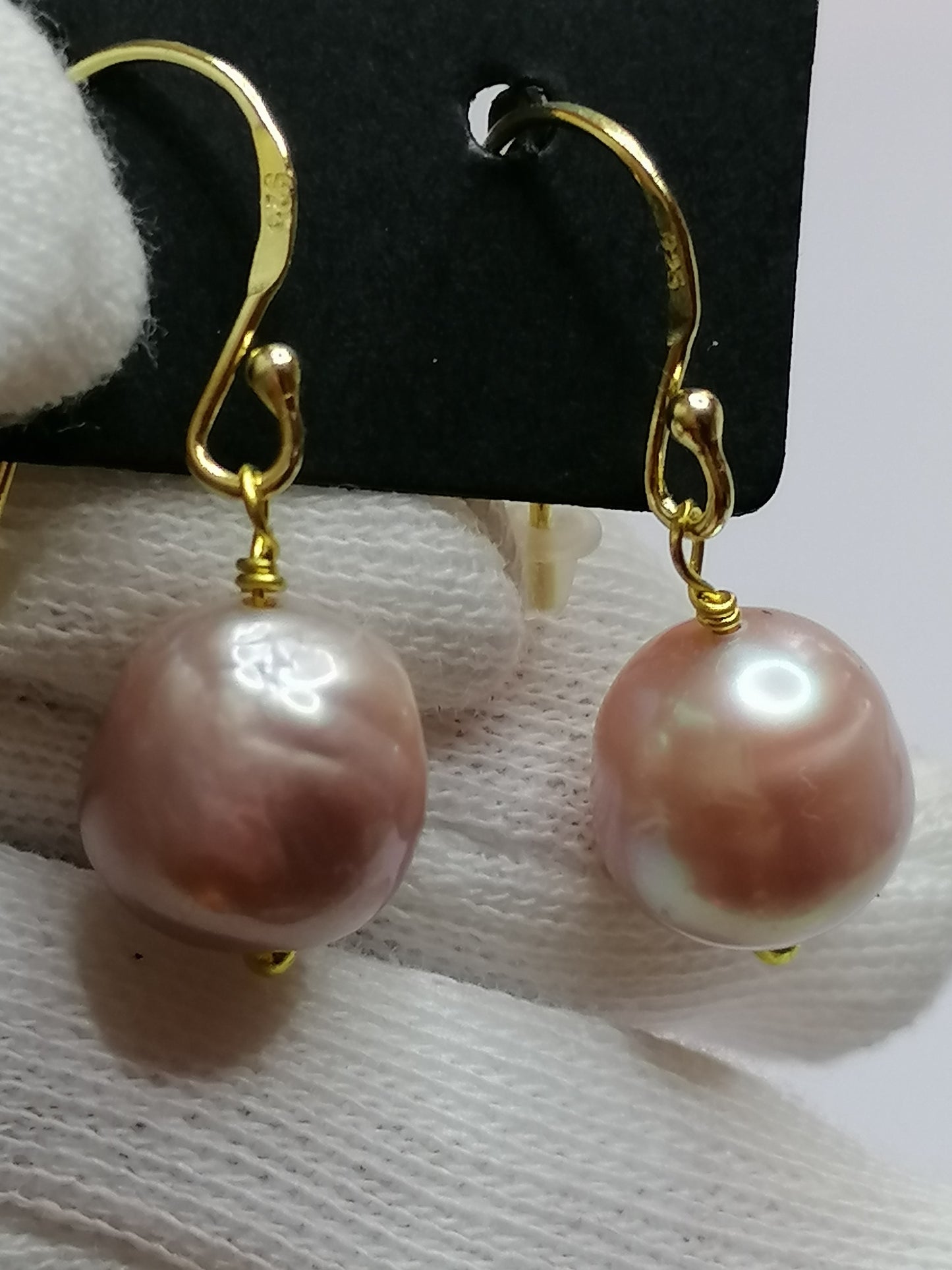 24ct Gold Vermeil 925 Sterling silver Cultured Freshwater Kasumi Pearl Earrings 487