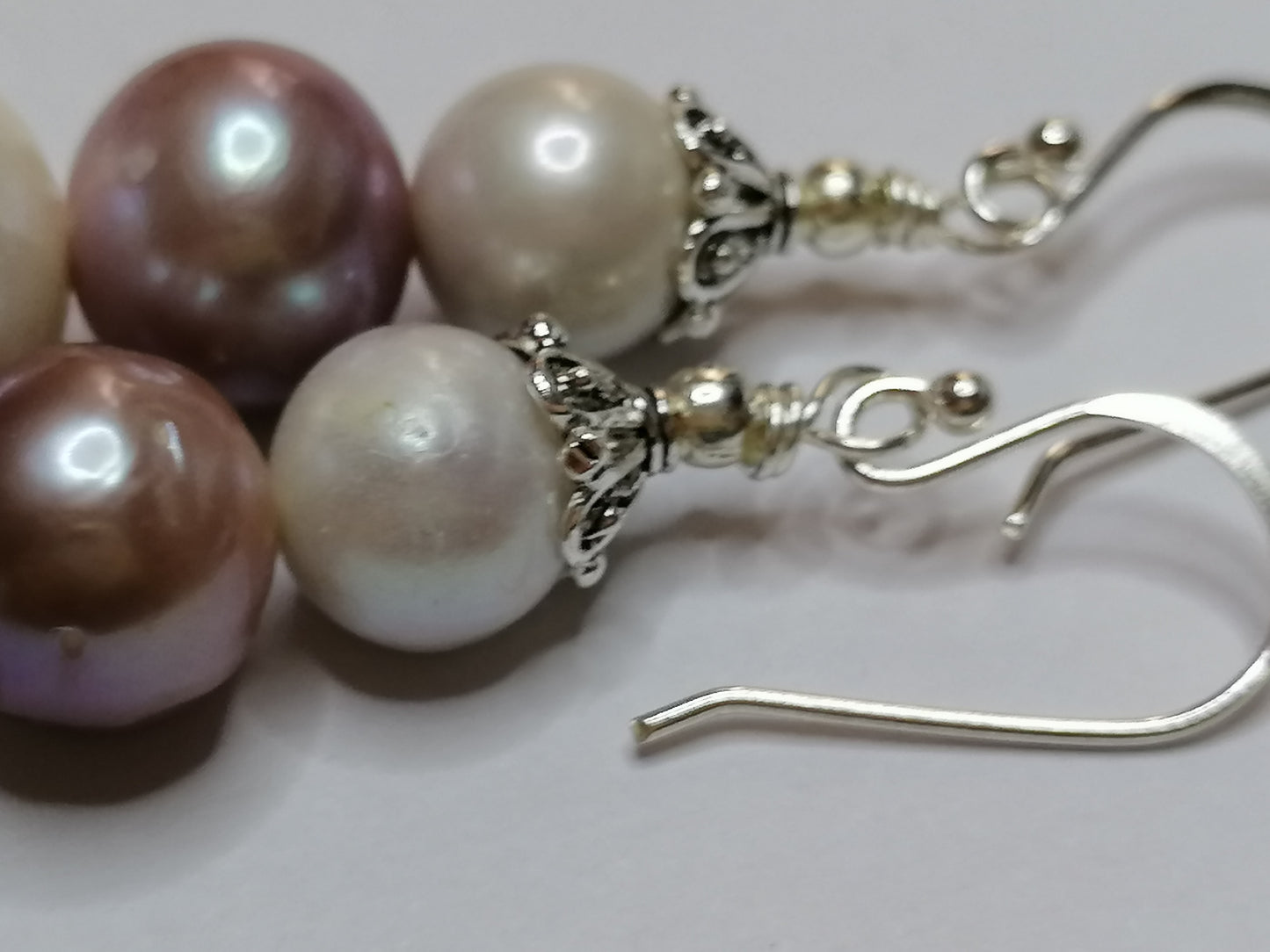 925 Sterling Silver Cultured Pearl Earrings Graduated 905