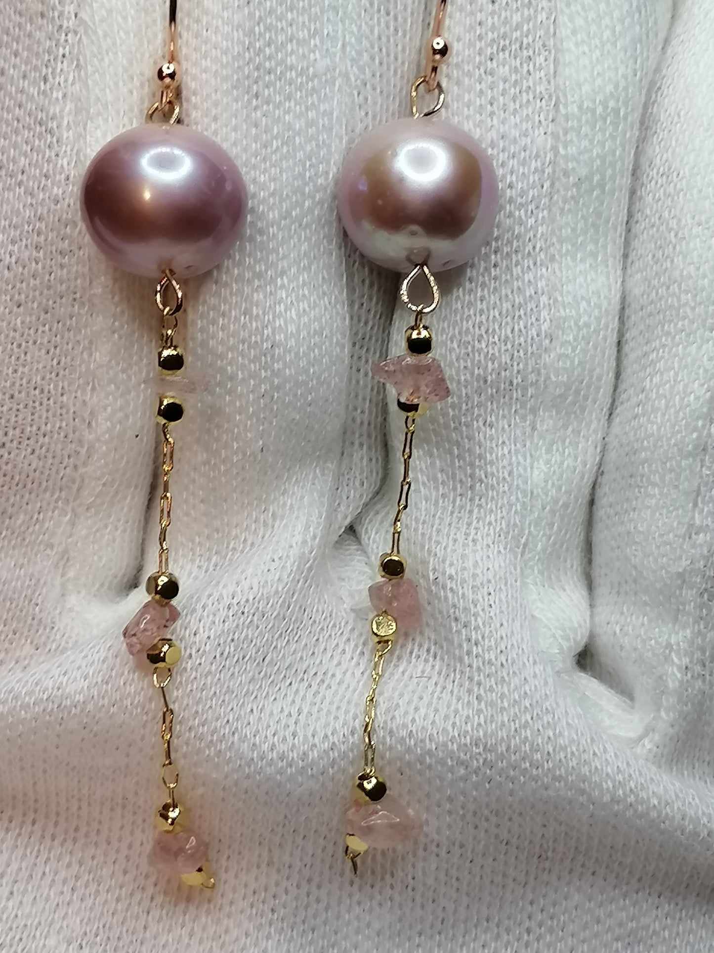 24ct Rose Gold Vermeil 925 Sterling silver Cultured Freshwater Edison Pearl Drop Earrings 951