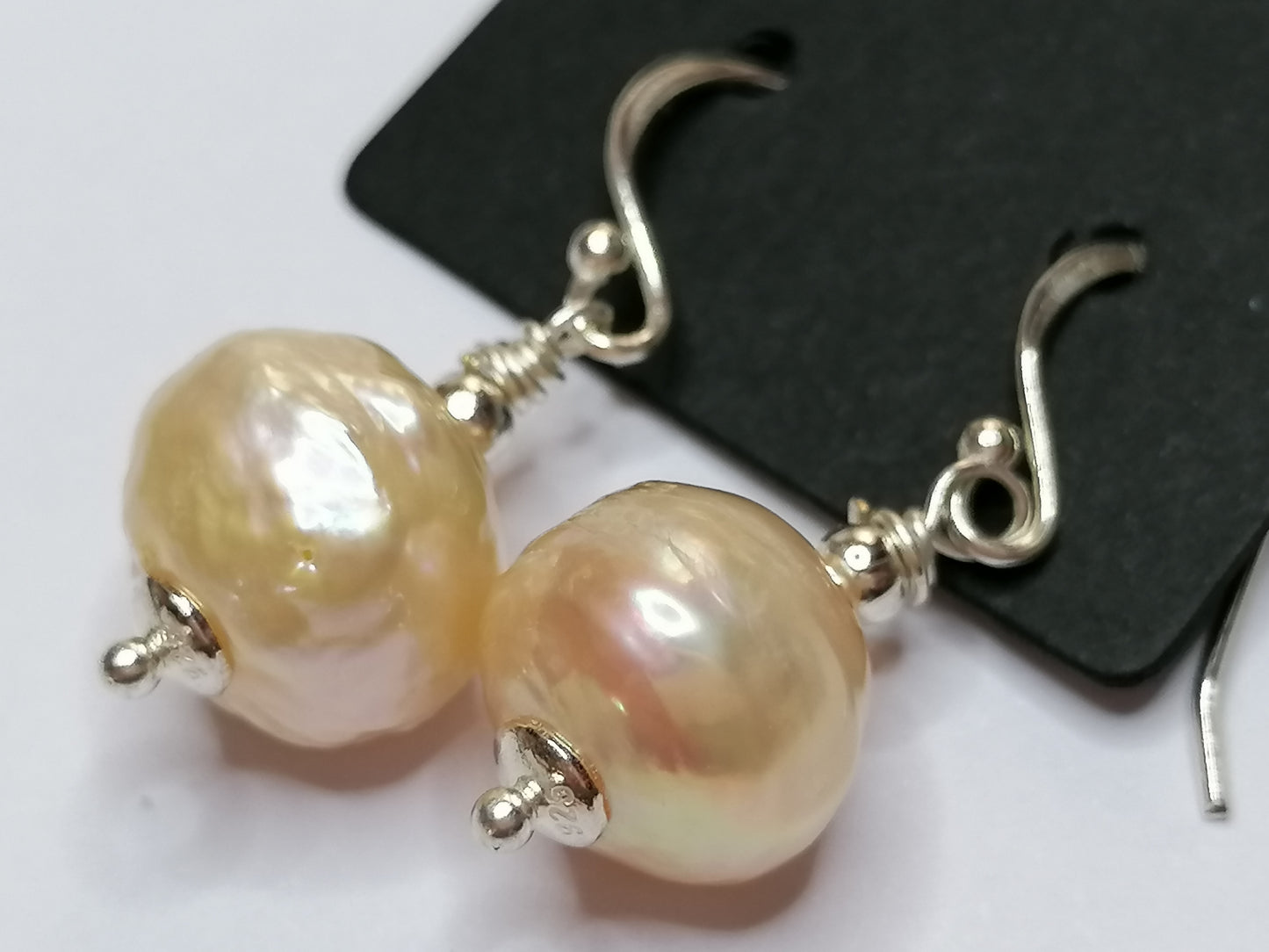 925 Sterling Silver Cultured Freshwater Kasumi Pearl Drop Earrings 942