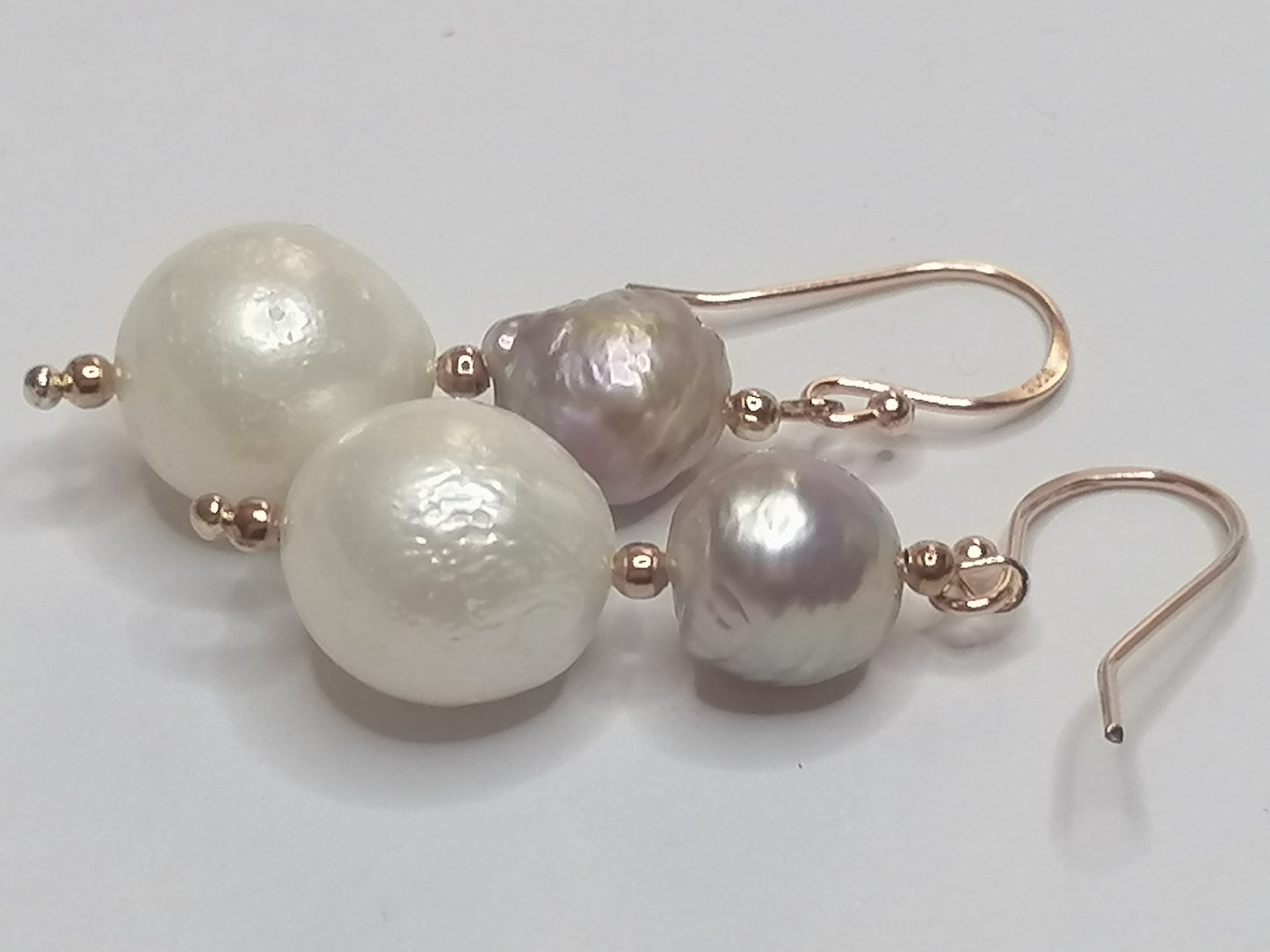 24ct Rose Gold Vermeil 925 Sterling silver Cultured Freshwater Kasumi Pearl Earrings 950