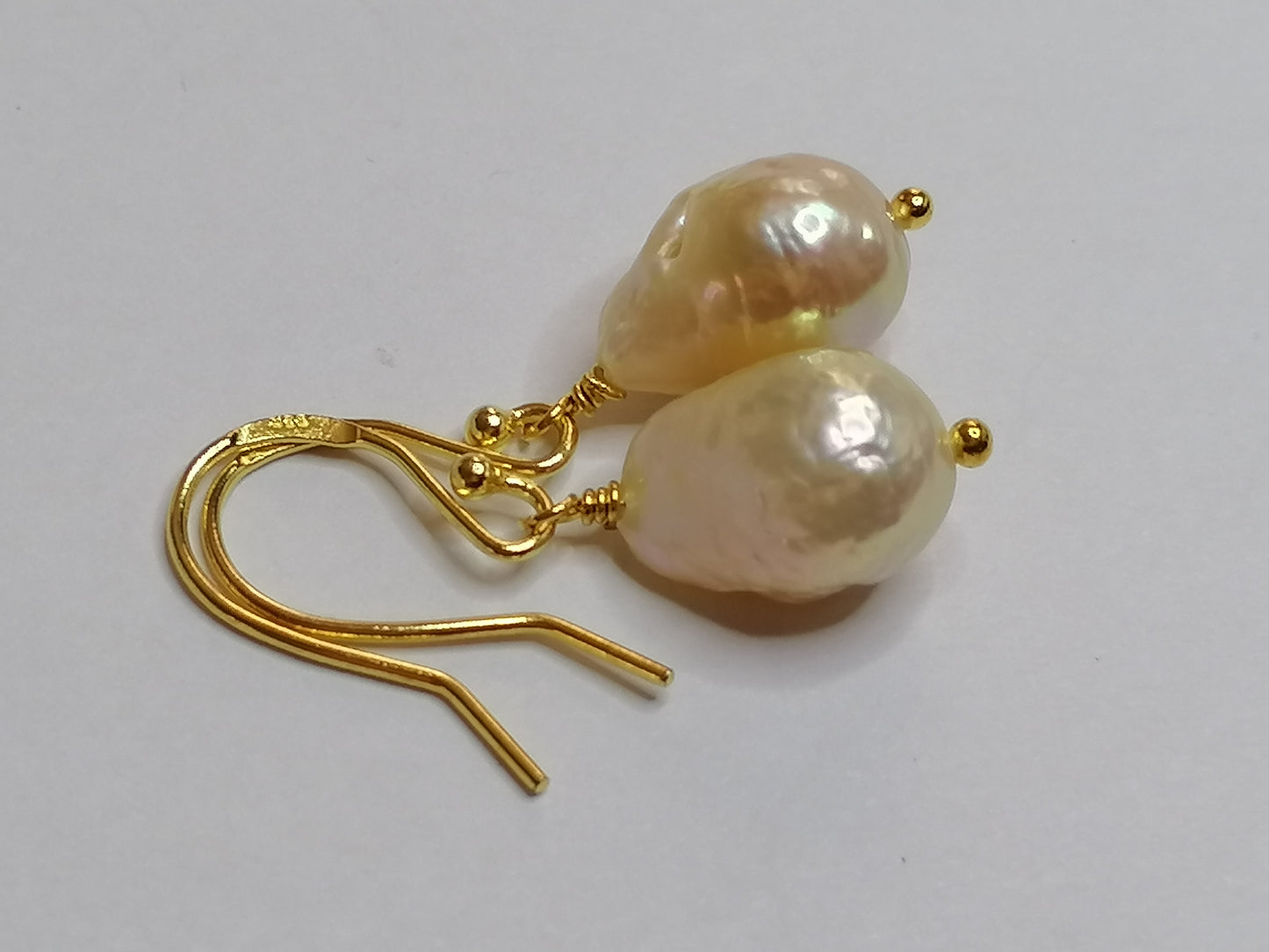 24ct Gold Vermeil 925 Sterling silver Cultured Freshwater Kasumi Pearl Earrings 902