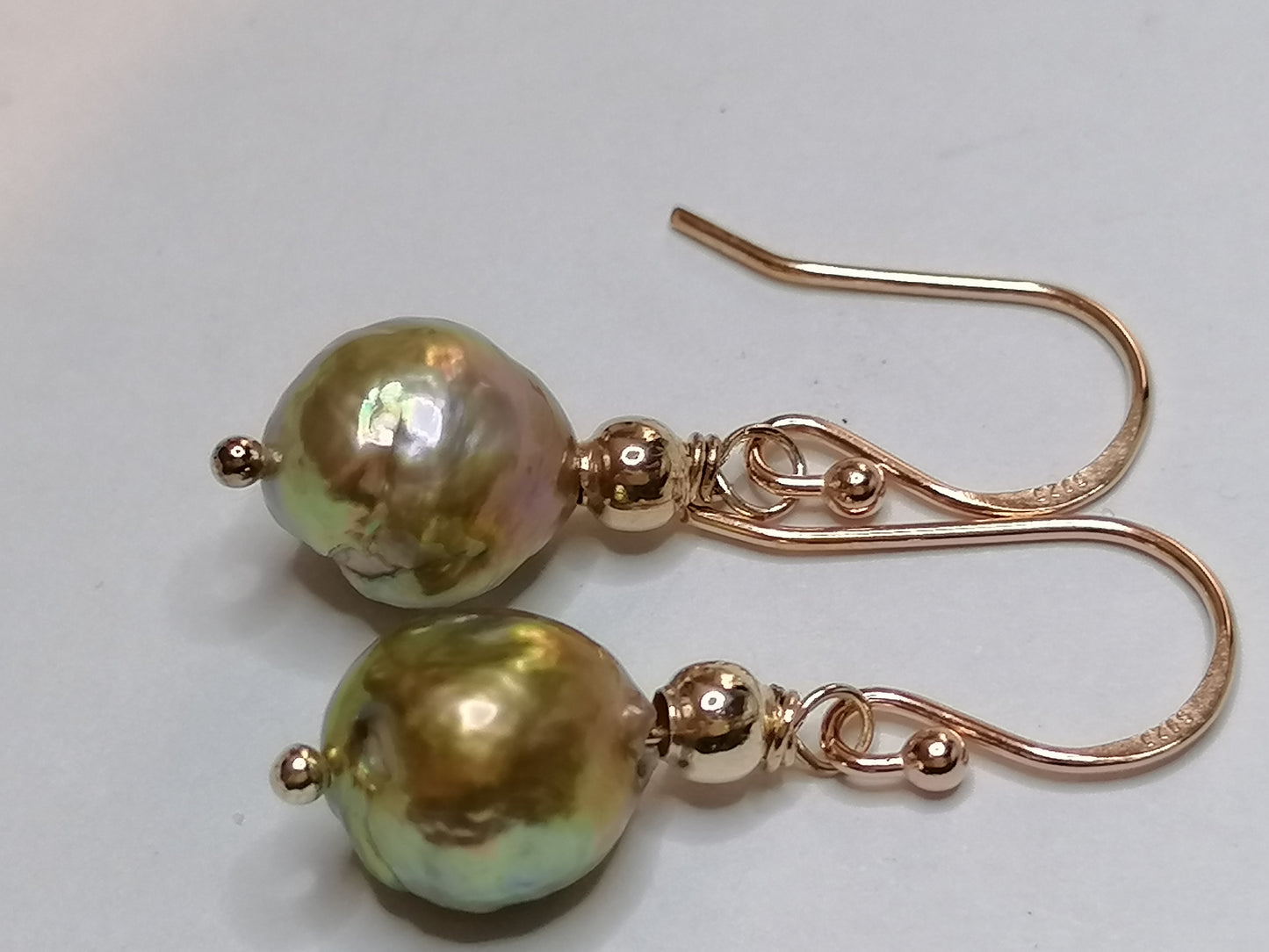 24ct Rose Gold Vermeil 925 Sterling silver Cultured Freshwater Kasumi Pearl Earrings 860