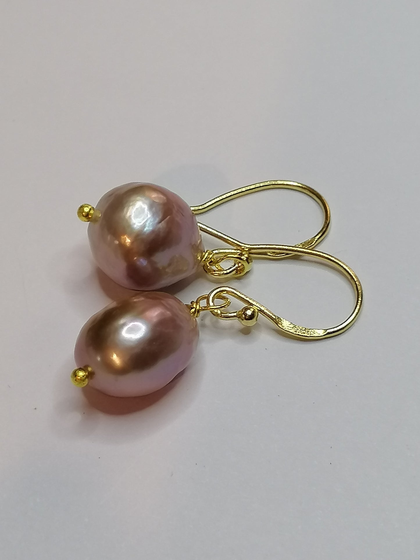 24ct Gold Vermeil 925 Sterling silver Cultured Freshwater Kasumi Pearl Earrings 503