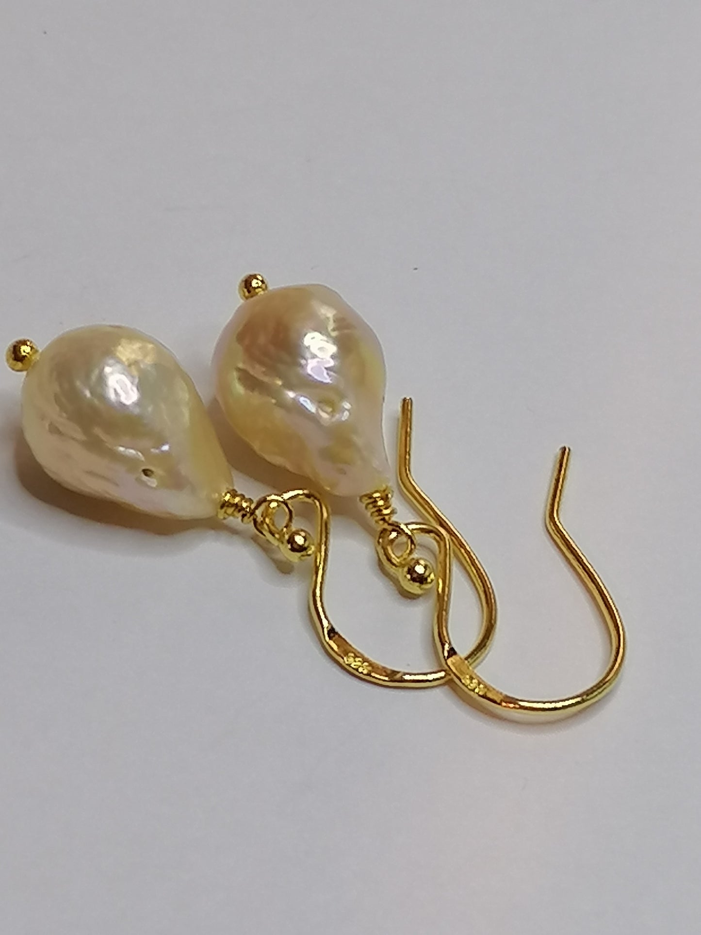 24ct Gold Vermeil 925 Sterling silver Cultured Freshwater Kasumi Pearl Earrings 902